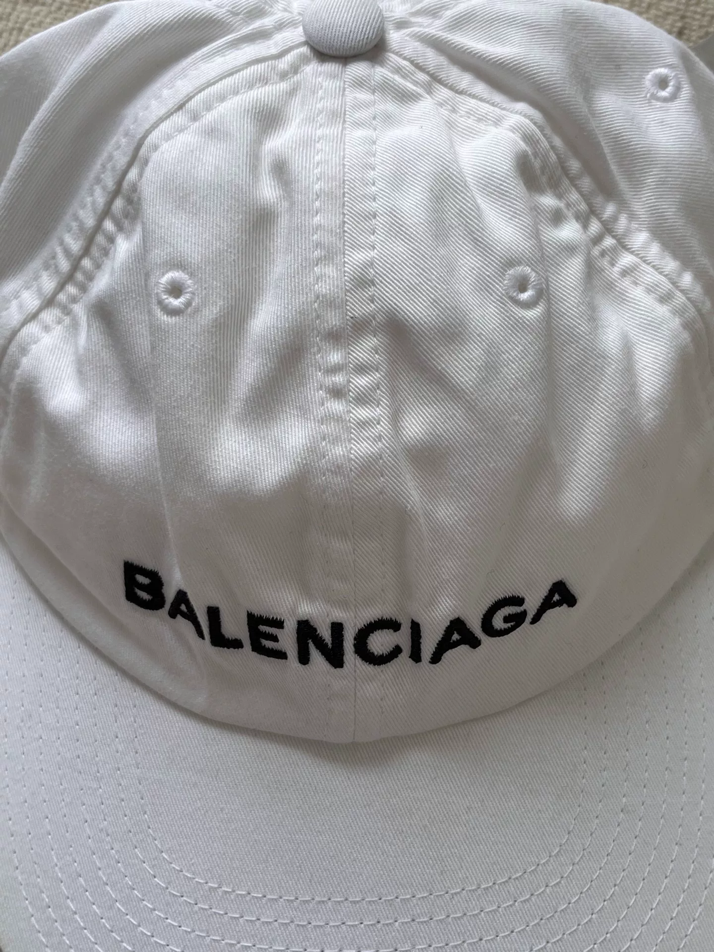 Balenciaga Logo Embroidery Cotton Baseball Cap — detail