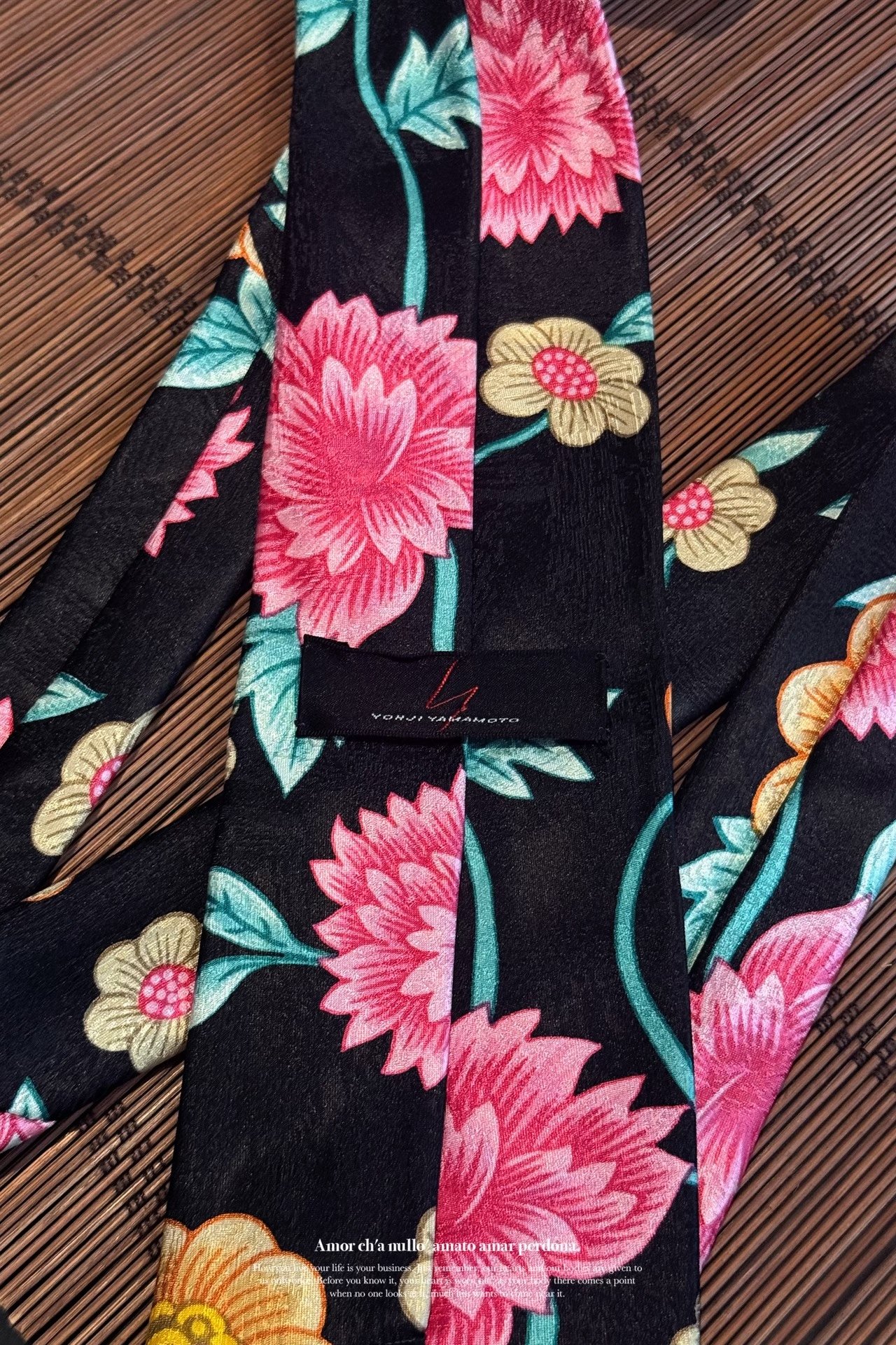Yohji Yamamoto 90s Silk Floral Tie — back