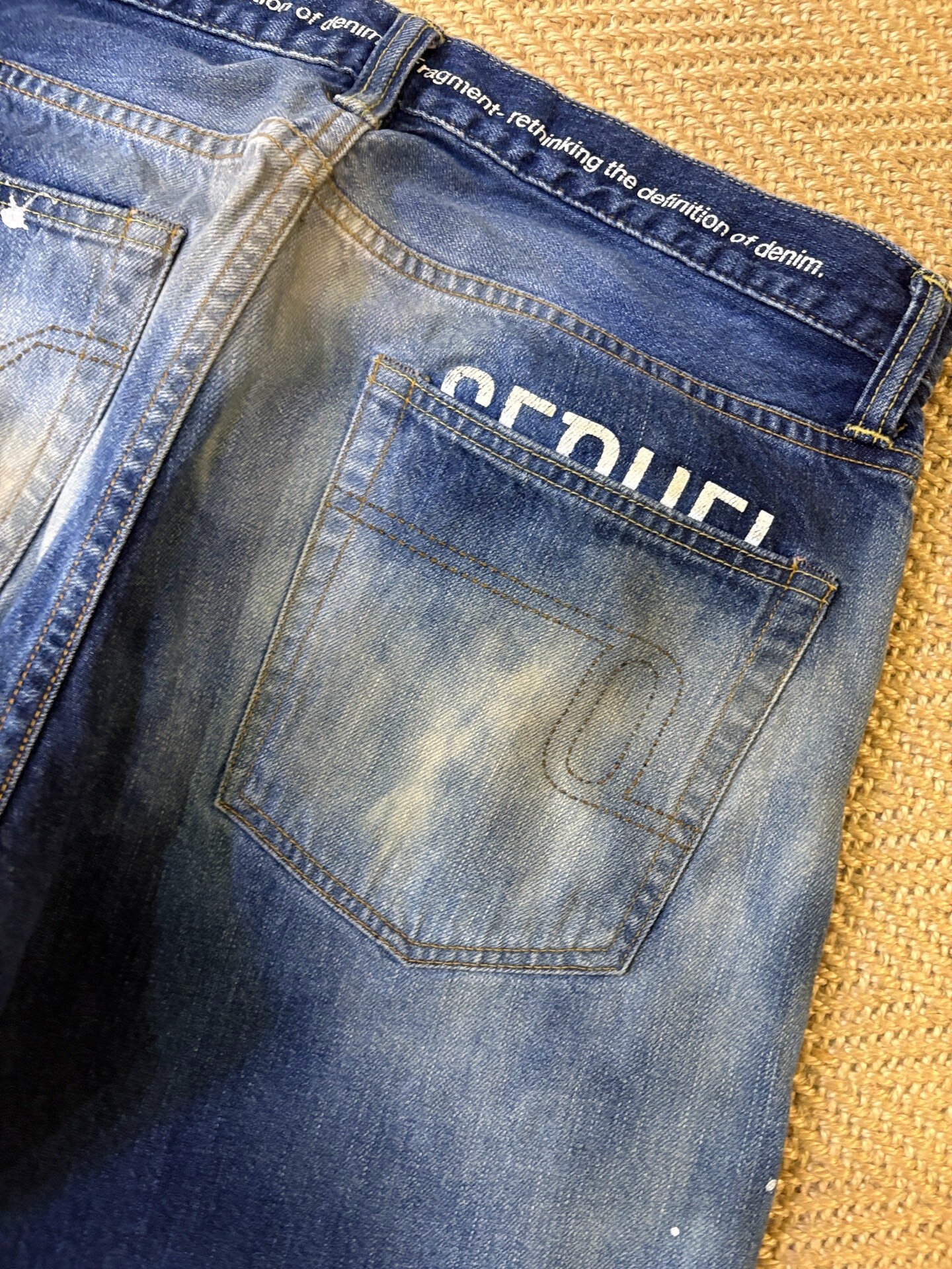 Fragment Destroyed Distressed Denim Pants — label