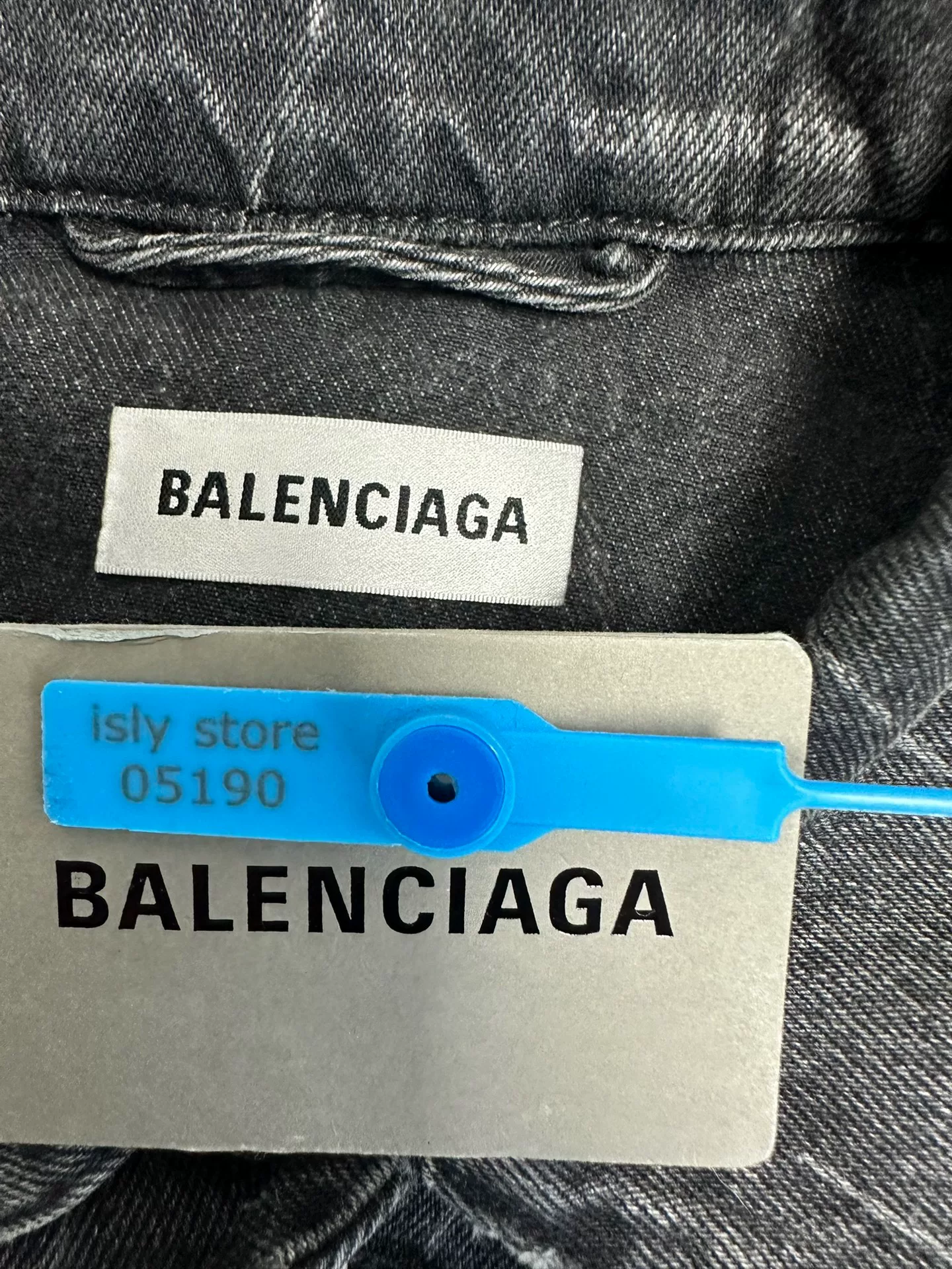 Balenciaga Logo Print Denim Jacket — label