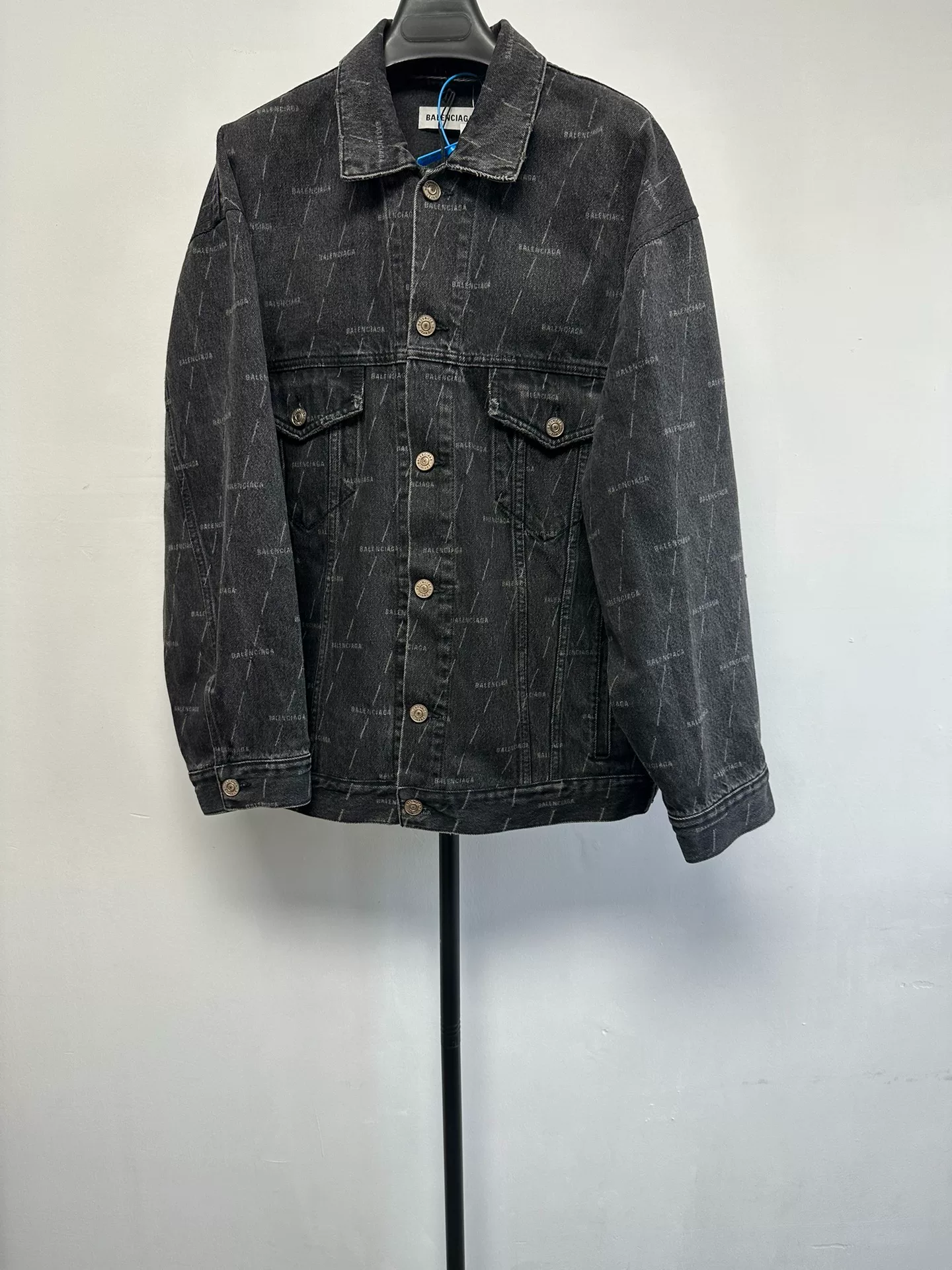 Balenciaga Logo Print Denim Jacket