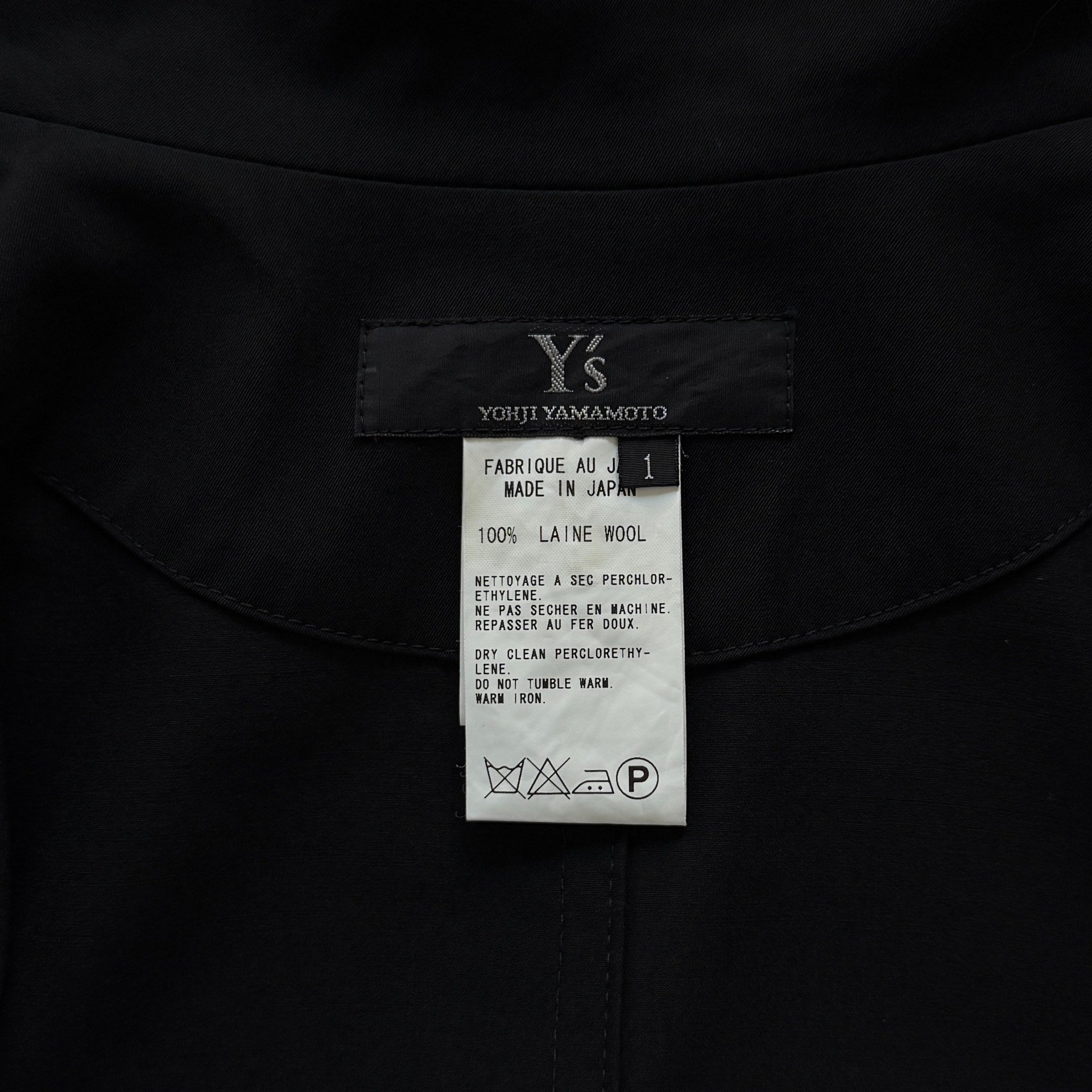 Yohji Yamamoto Y's 05SS Stand Collar Jacket — label
