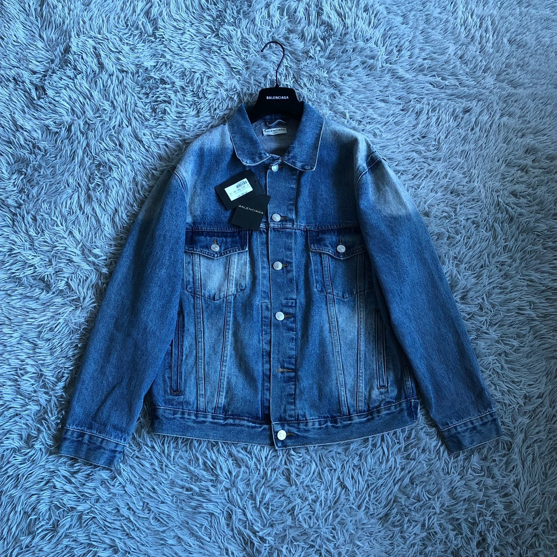 Balenciaga Double B Graffiti Denim Jacket — front