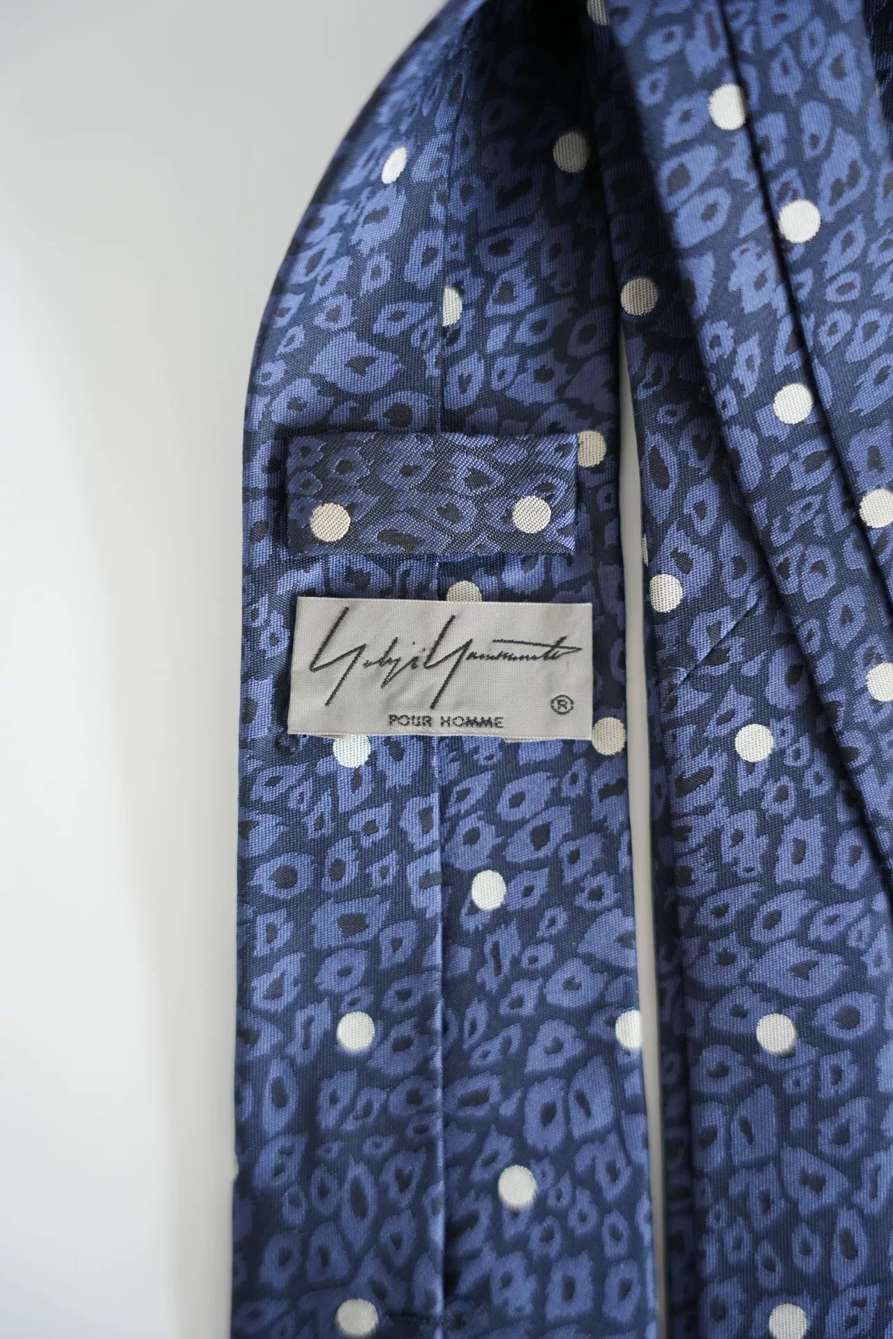 Yohji Yamamoto Leopard Polka Dot Silk Tie — detail