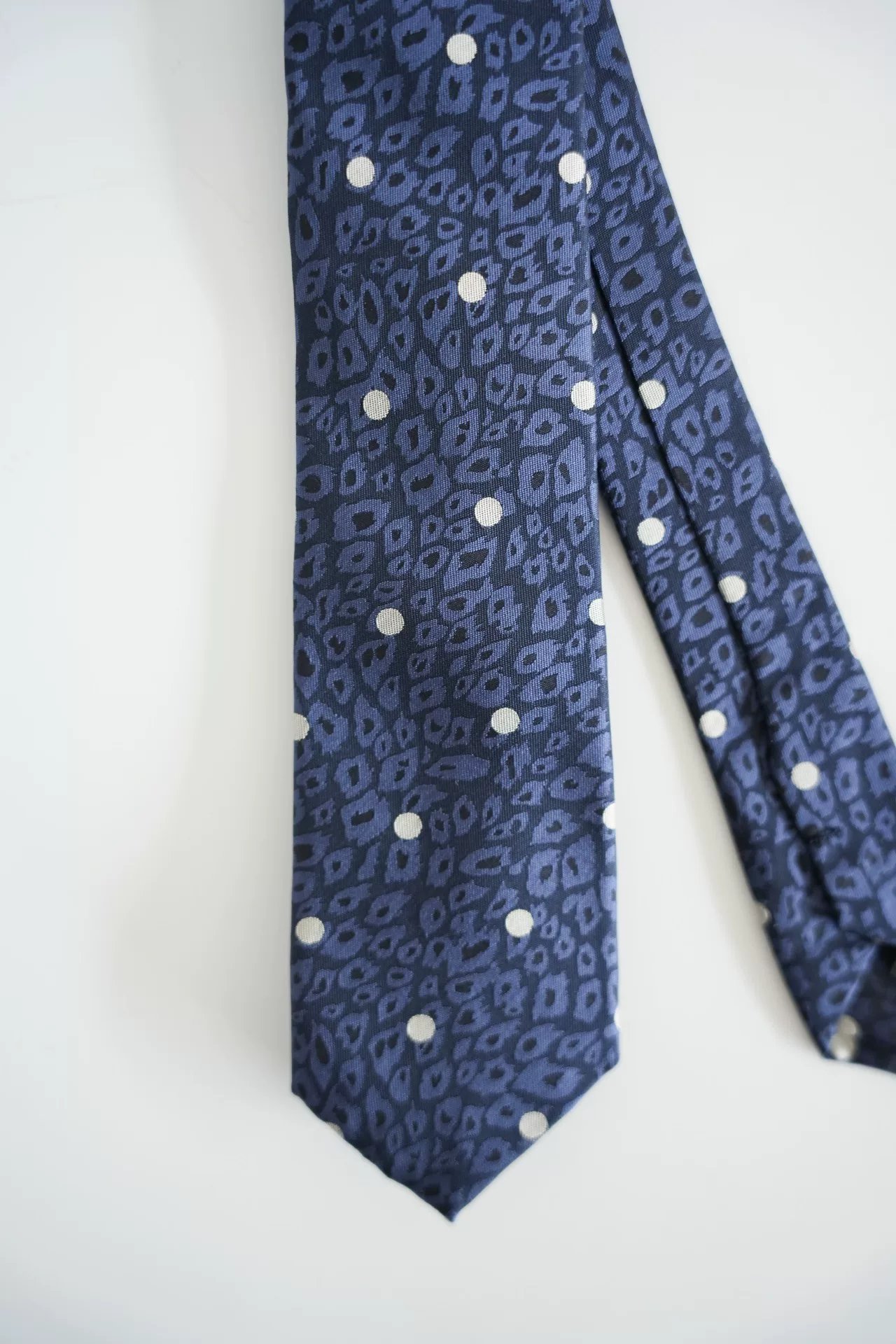 Yohji Yamamoto Leopard Polka Dot Silk Tie — front