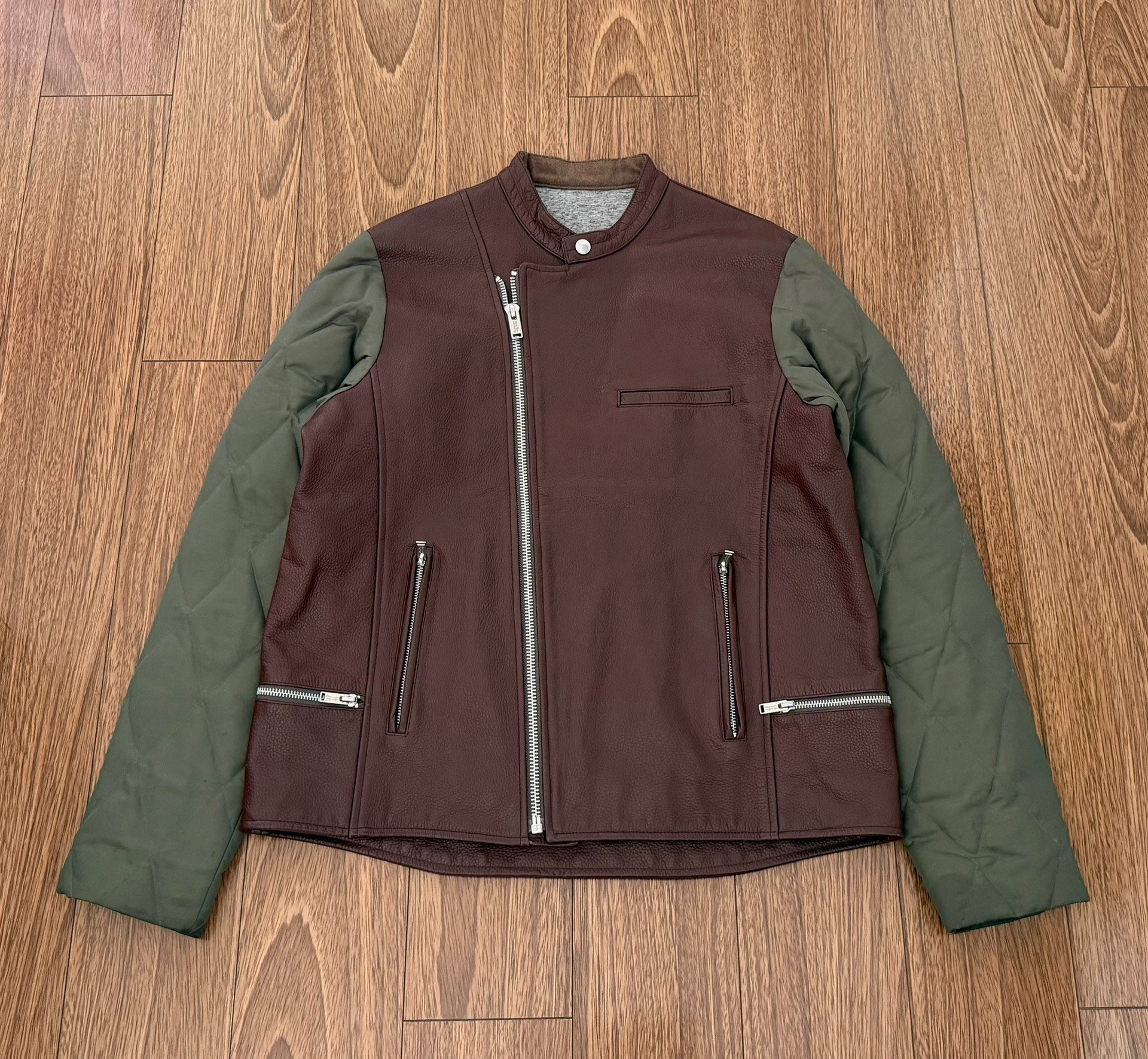 UNDERCOVER Leather Cotton Sleeve Biker Jacket