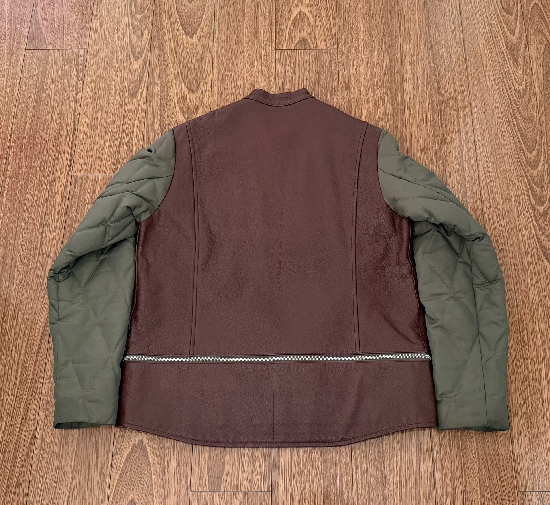 UNDERCOVER Leather Cotton Sleeve Biker Jacket — front