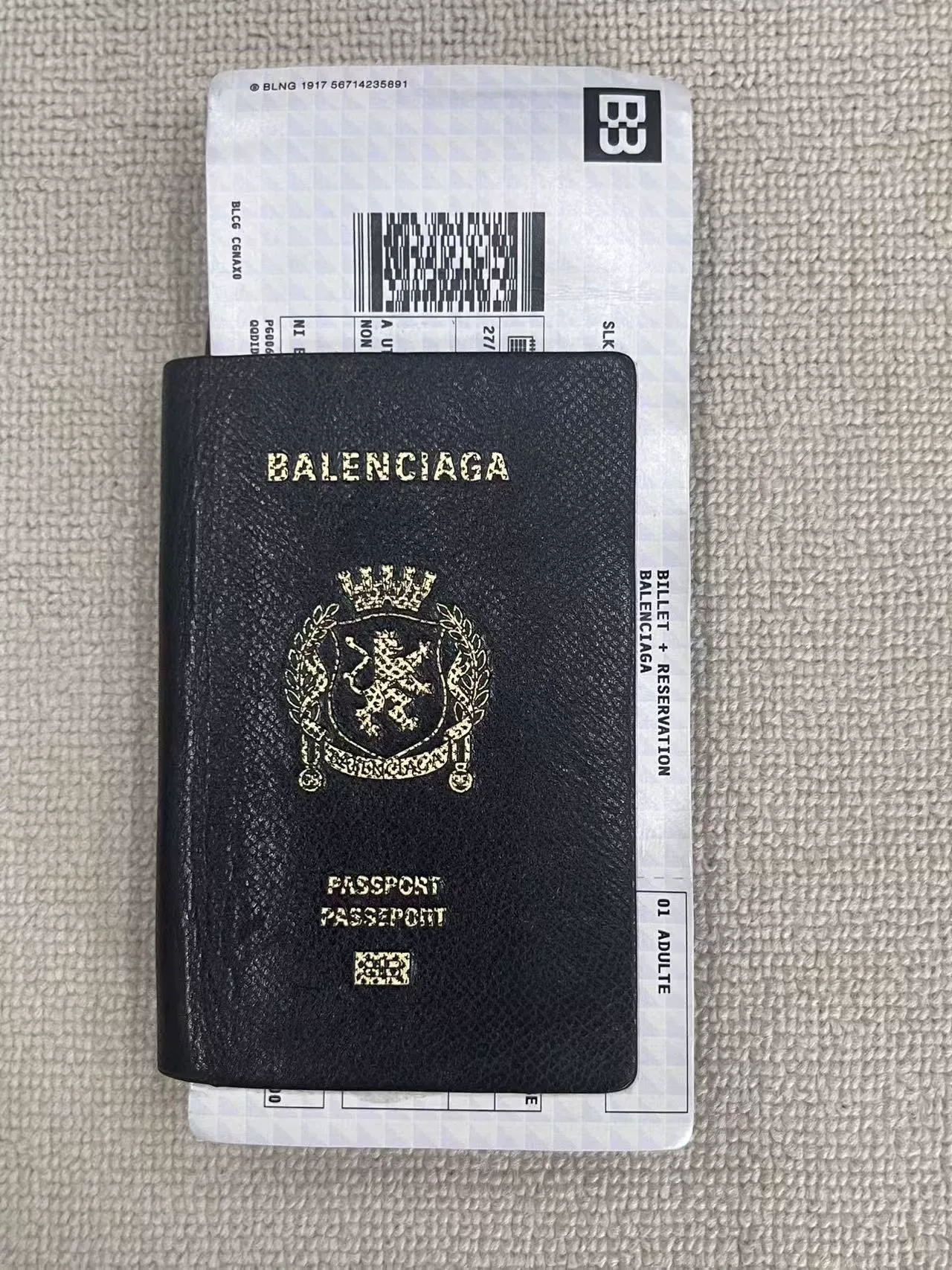 Balenciaga Passport Logo Embossed Wallet