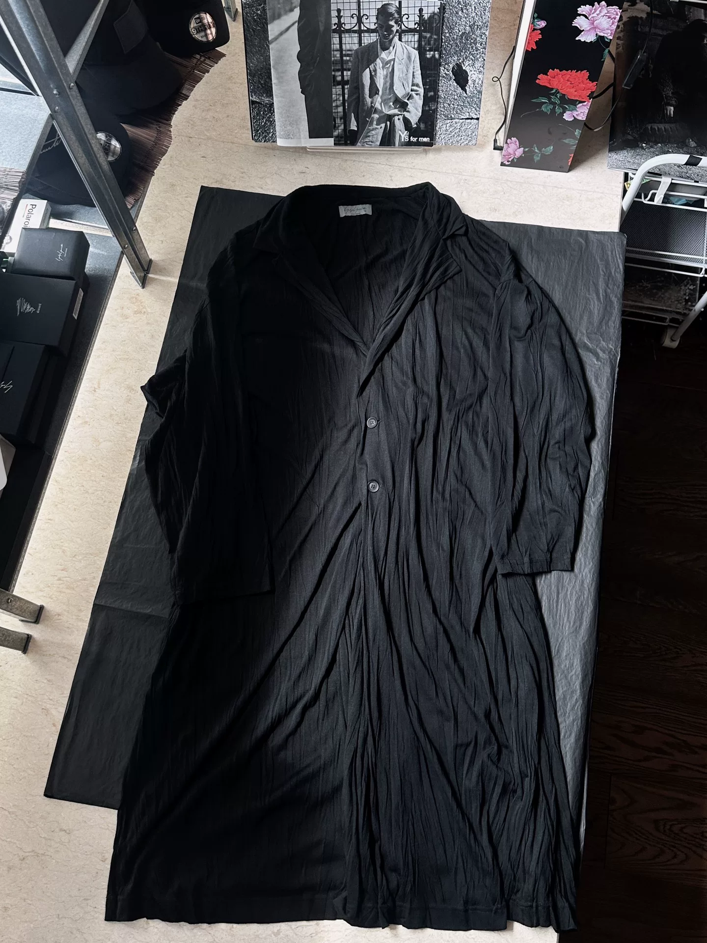 Yohji Yamamoto 21SS Pleated Knit Coat — detail