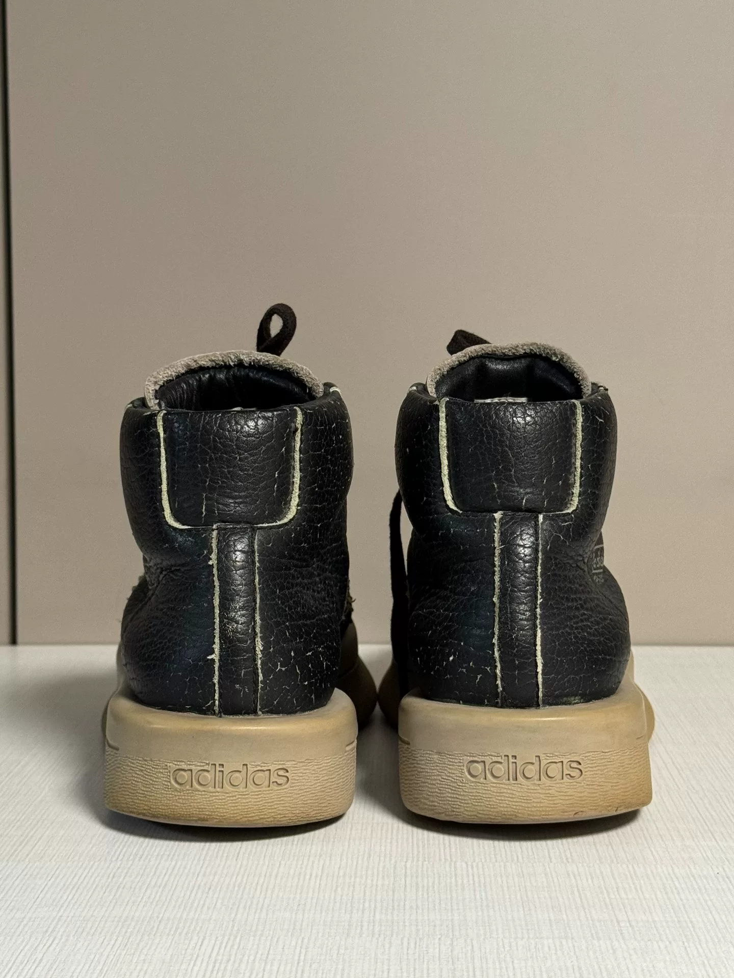 Rick Owens Adidas High-Top Shell Toe Sneakers — label