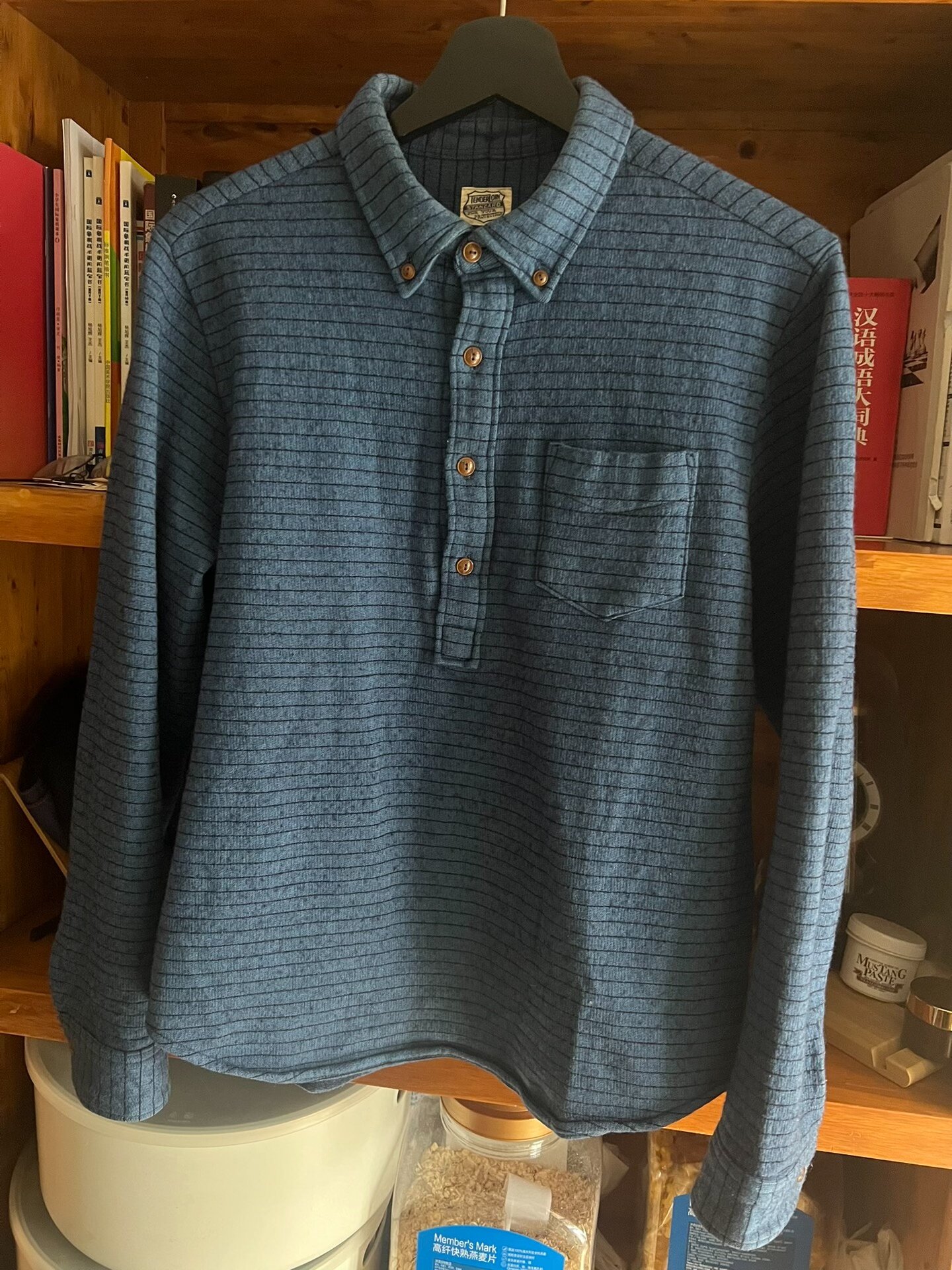 Vintage Indigo Dyed Wool Pullover Shirt — detail
