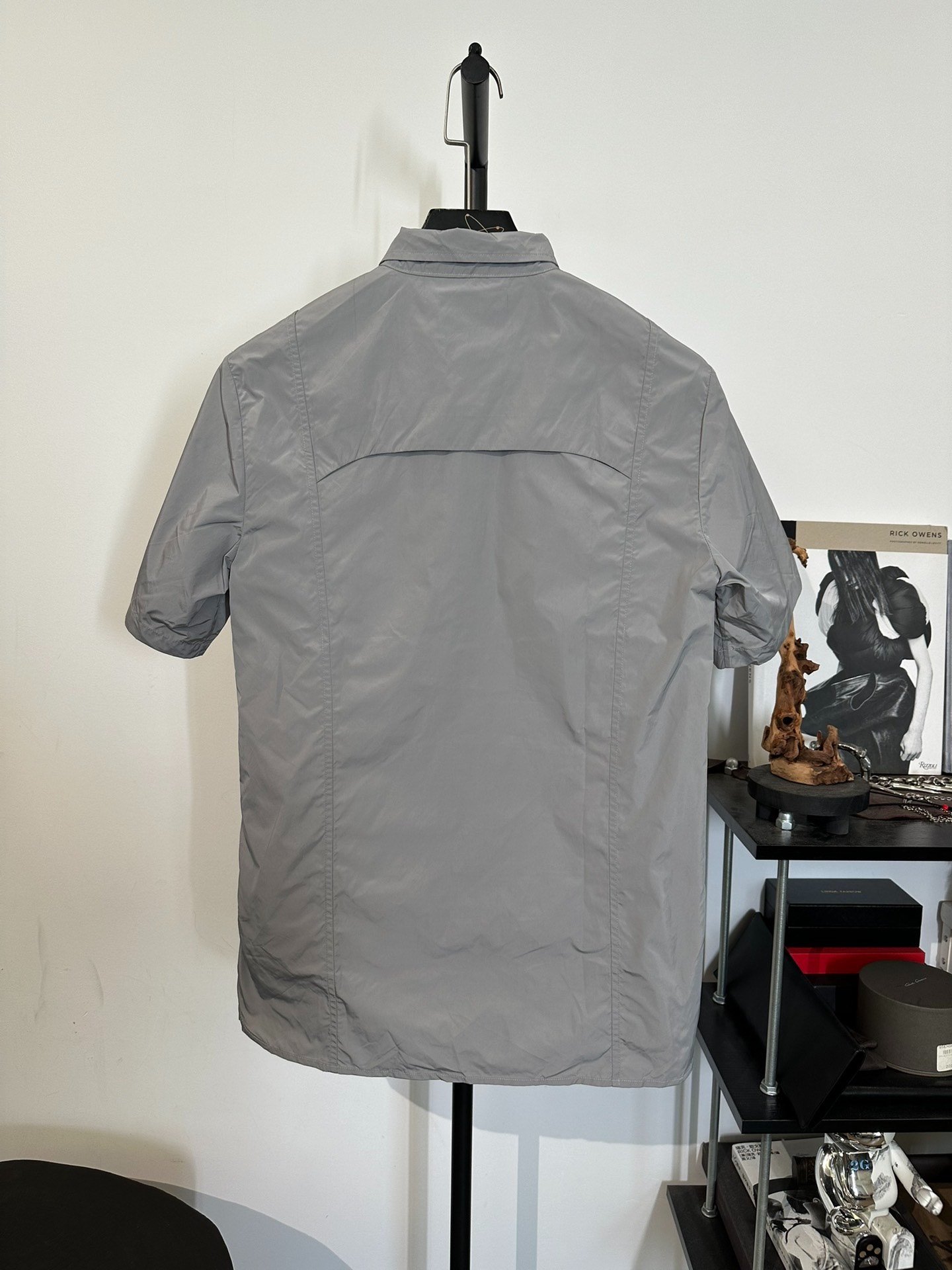 Heliot Emil Nylon Short-Sleeve Utility Shirt — label