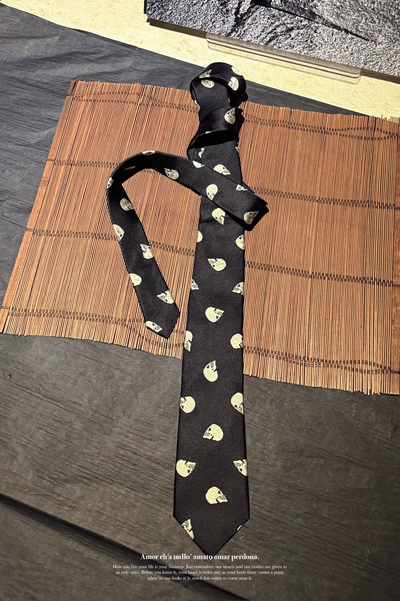 Yohji Yamamoto 14AW Silk Skull Tie — front