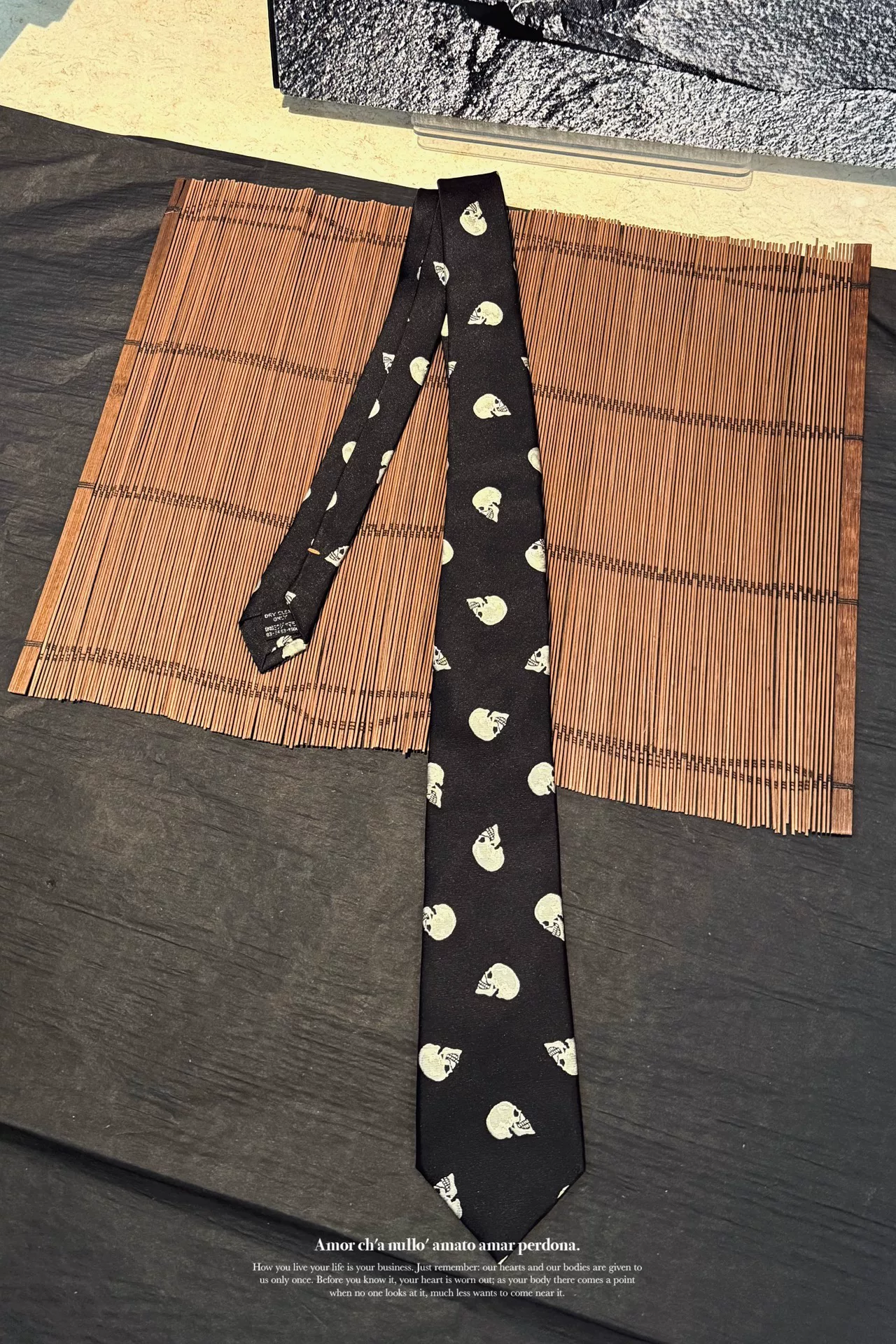 Yohji Yamamoto 14AW Silk Skull Tie — back