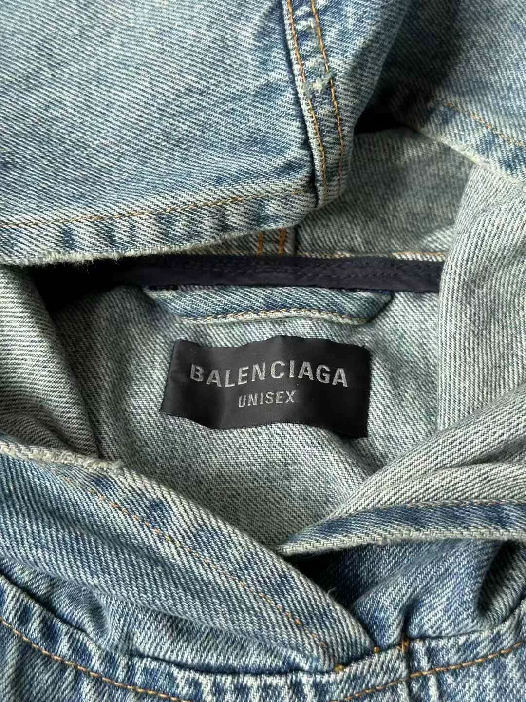 Balenciaga Hooded Denim Hoodie — detail