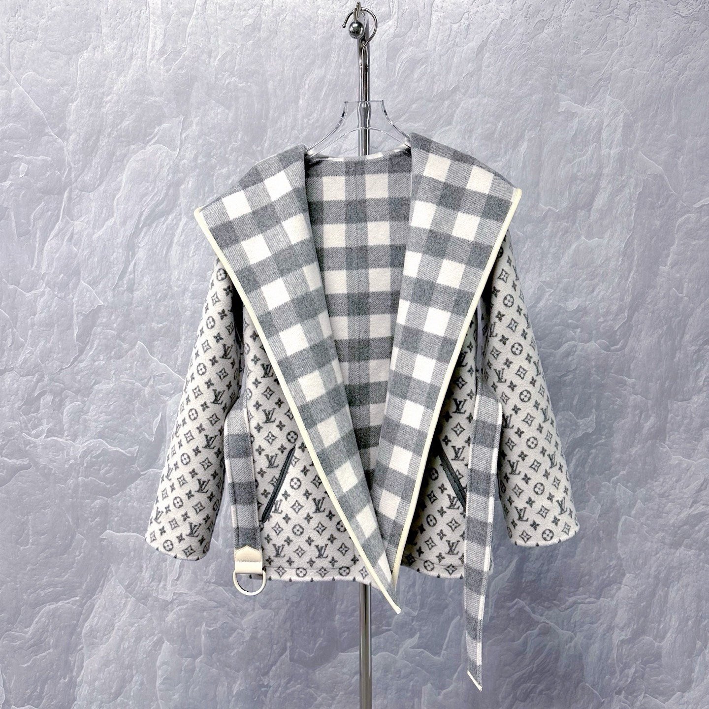 Louis Vuitton Reversible Monogram Check Hooded Coat — back