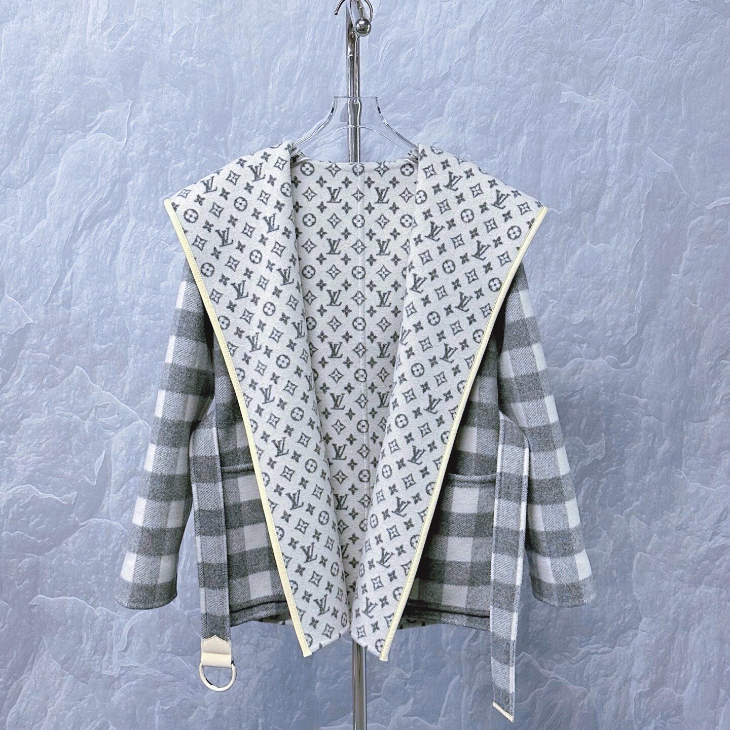 Louis Vuitton Reversible Monogram Check Hooded Coat — front