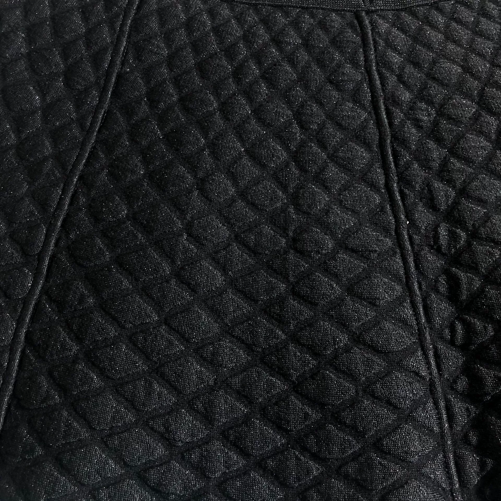 Chanel Black Quilted Sparkle Skirt — front