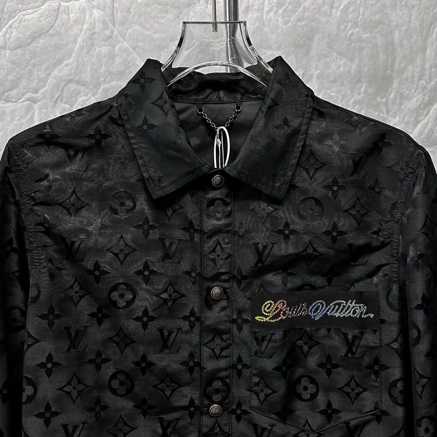 Louis Vuitton FW25 Rhinestone Embroidered Shirt Jacket — detail