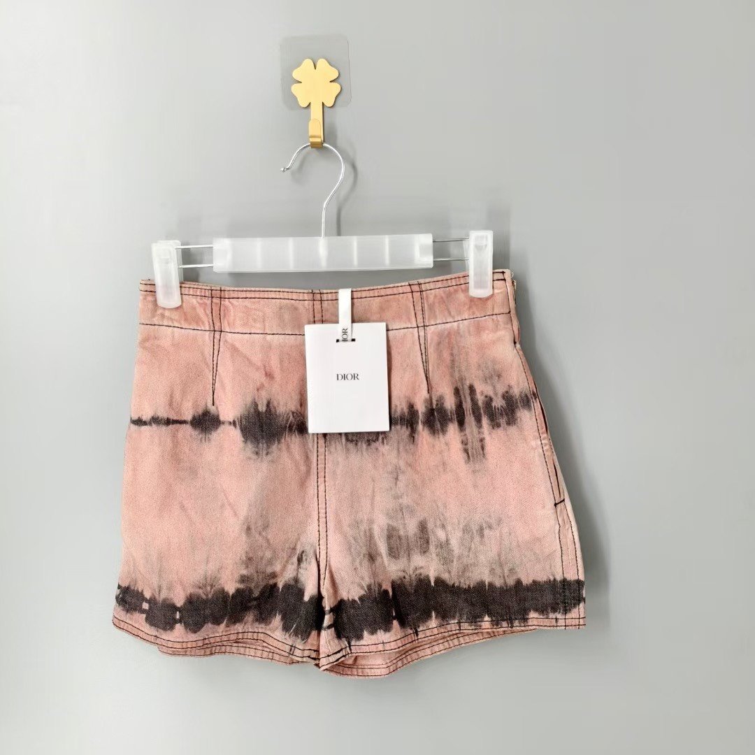 Christian Dior Pink Black Tie-Dye Shorts