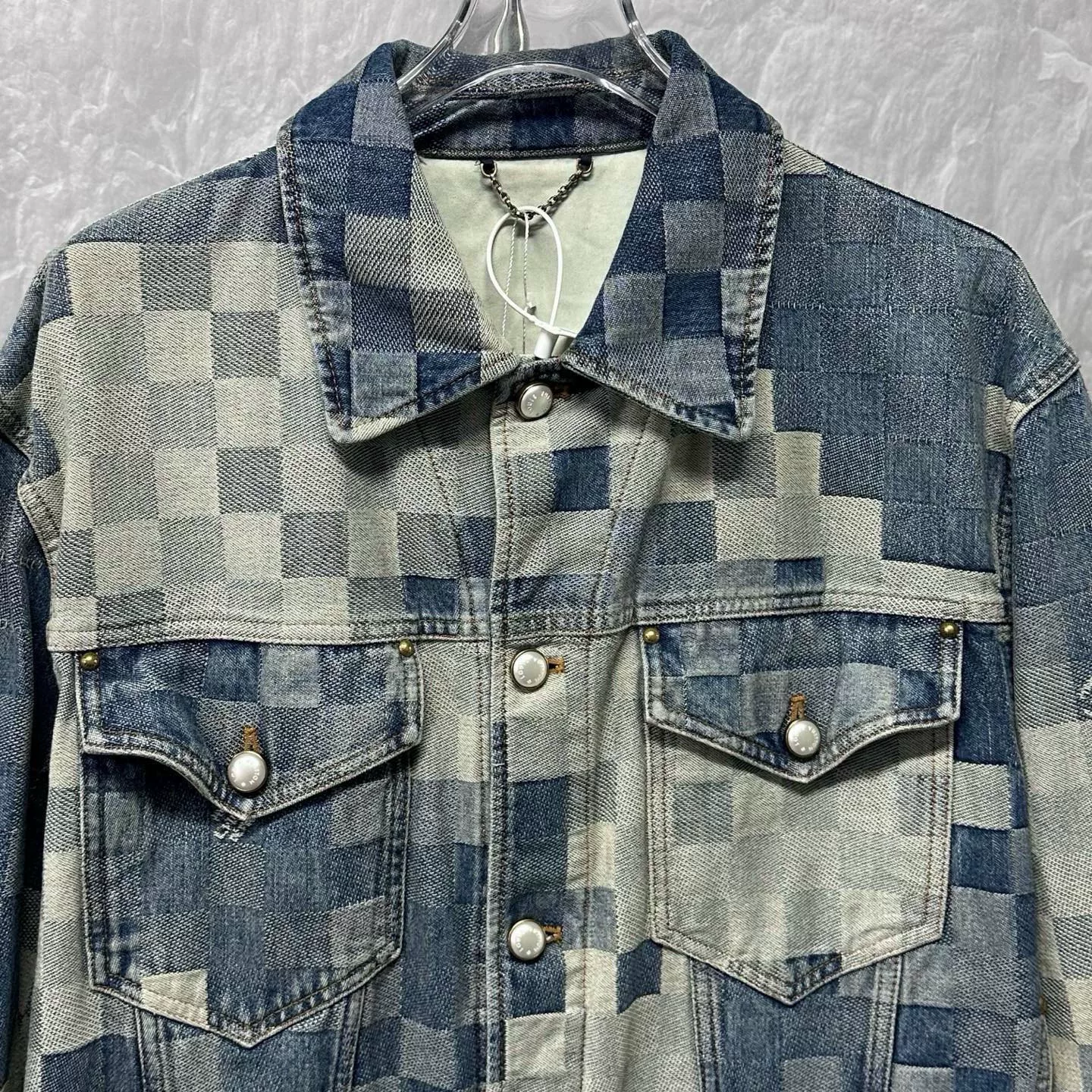 Louis Vuitton SS24 Pharrell Checkerboard Denim Jacket — front