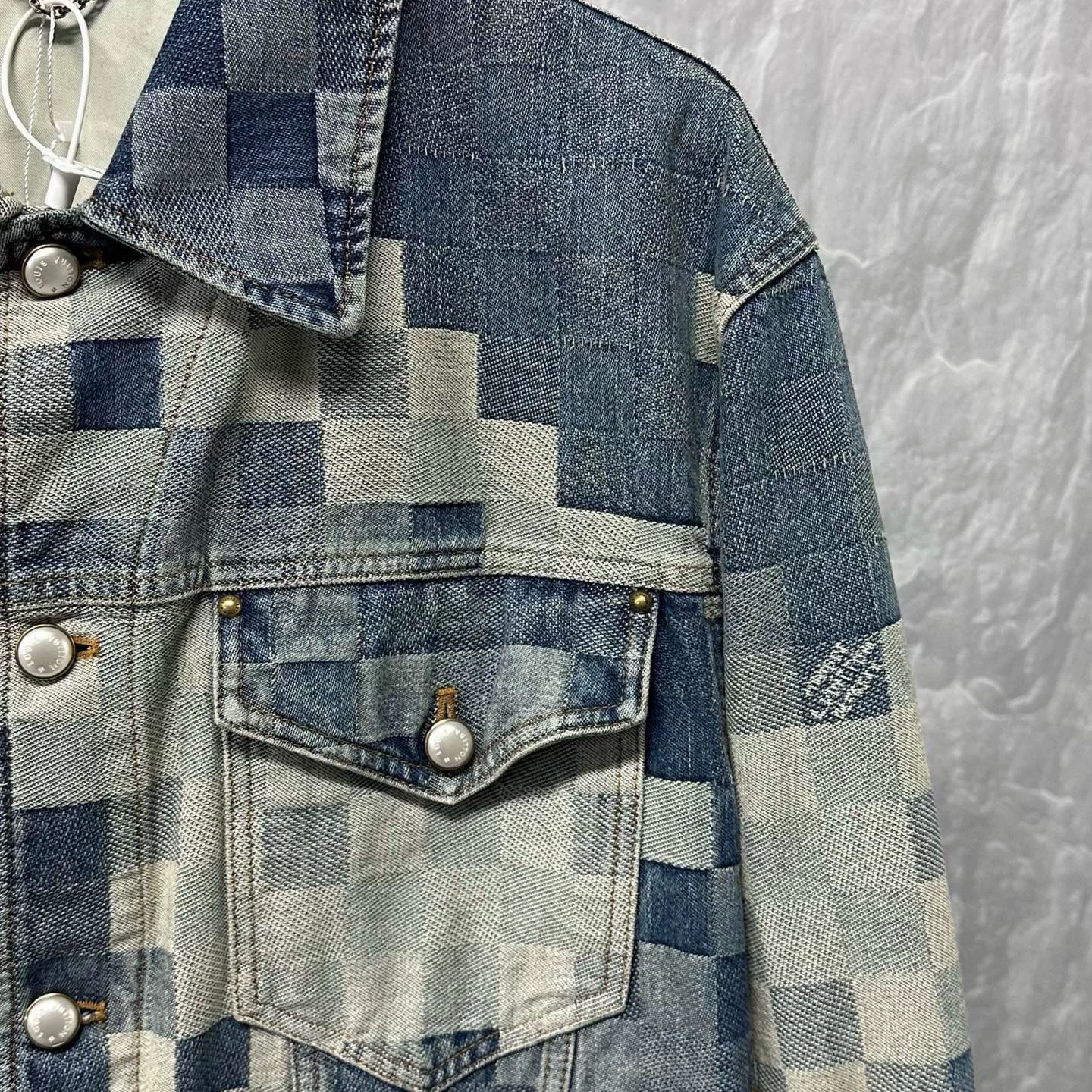 Louis Vuitton SS24 Pharrell Checkerboard Denim Jacket — detail