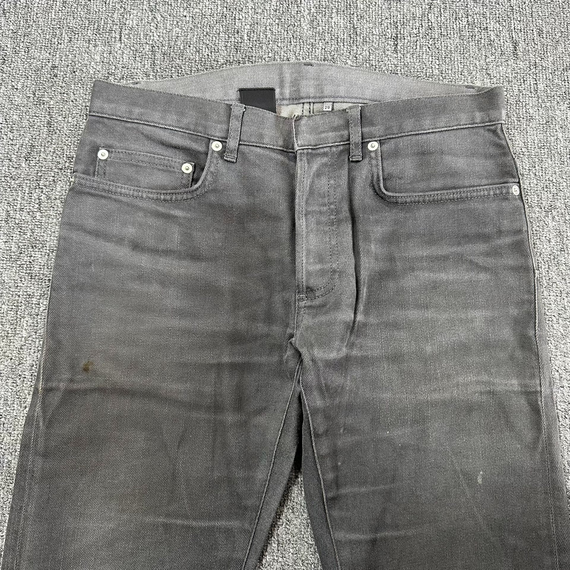 Dior Light Gray Washed Straight-Leg Jeans — detail