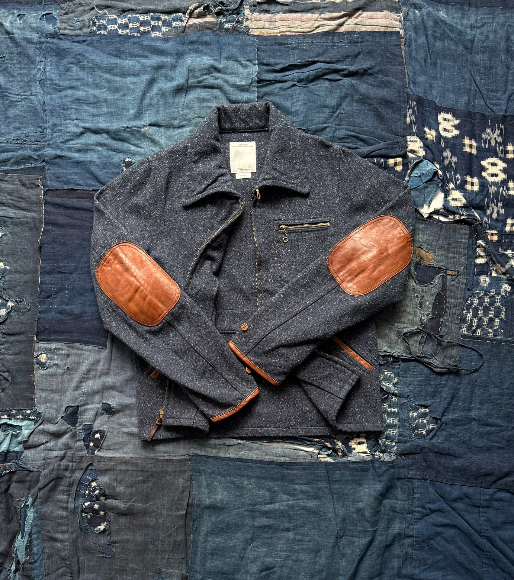 VISVIM 14AW Leather Patchwork Jacket — front