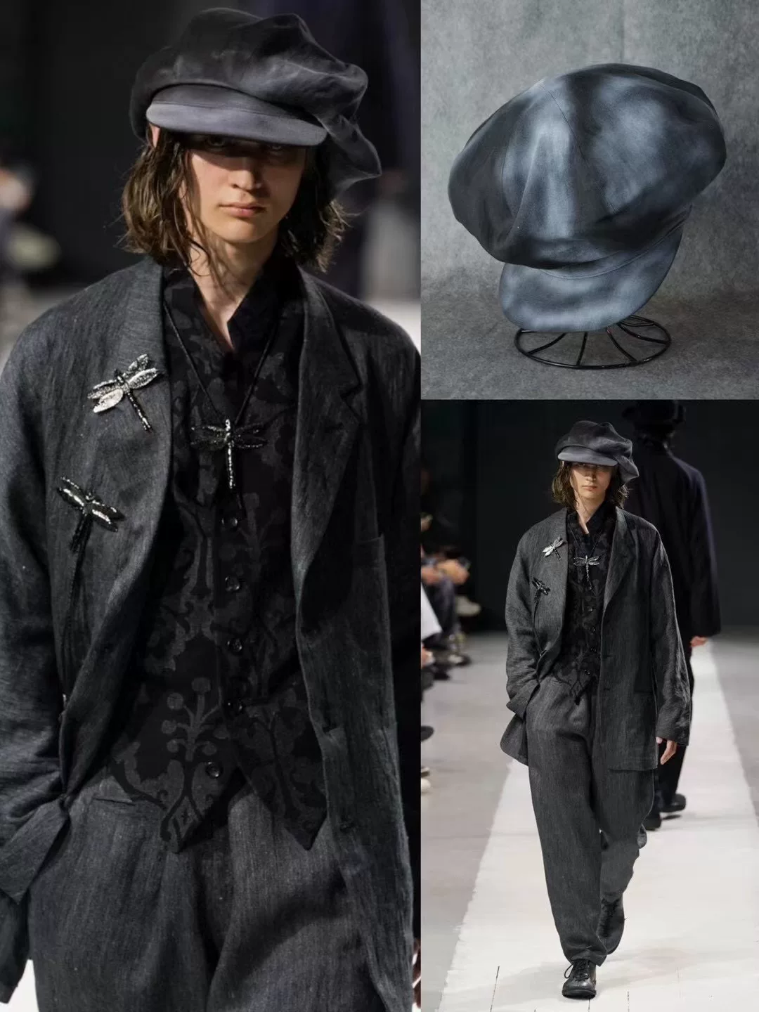 Yohji Yamamoto 24SS Distressed Newsboy Cap