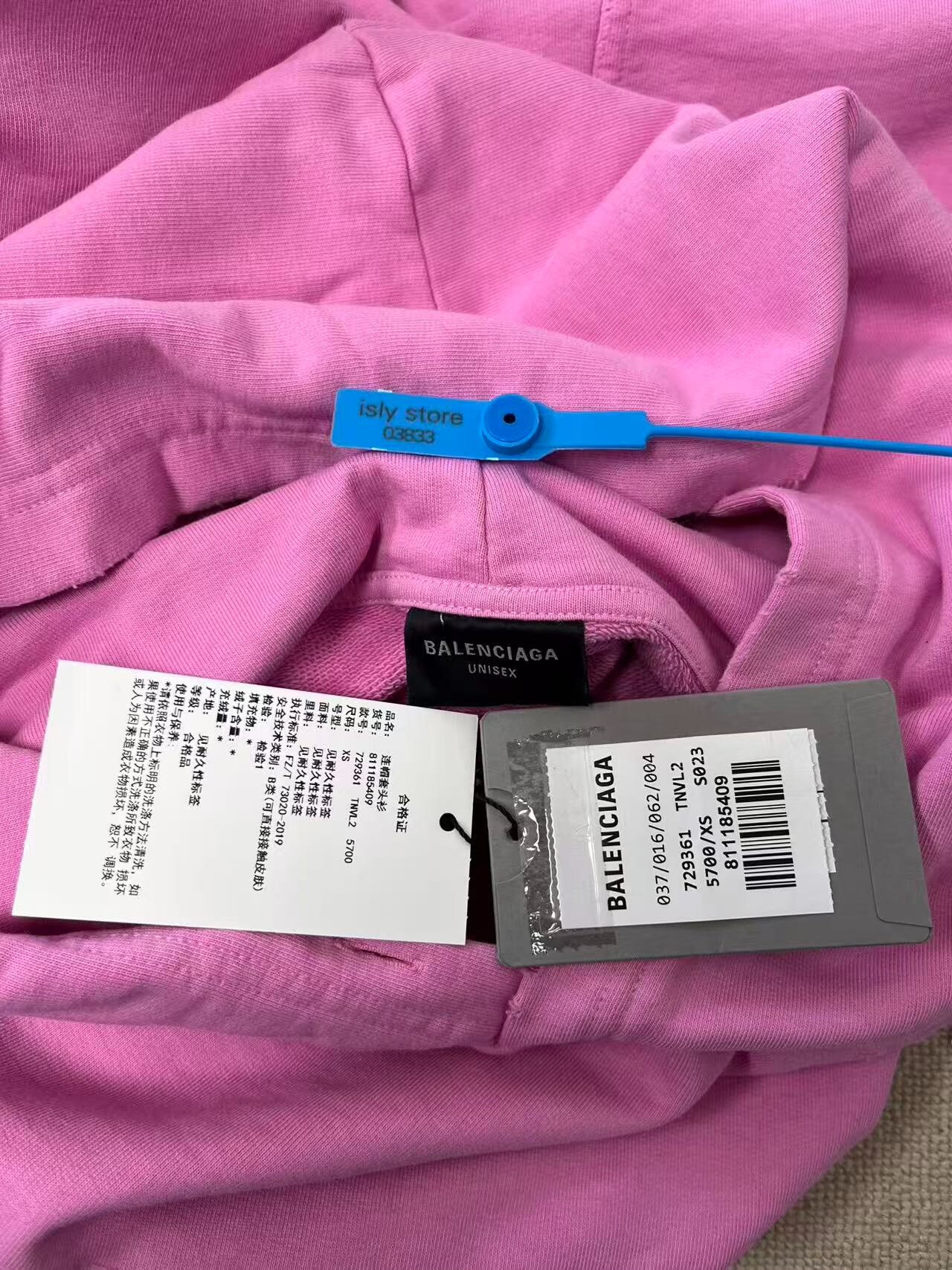 Balenciaga Men's Pink Solid Hoodie — back