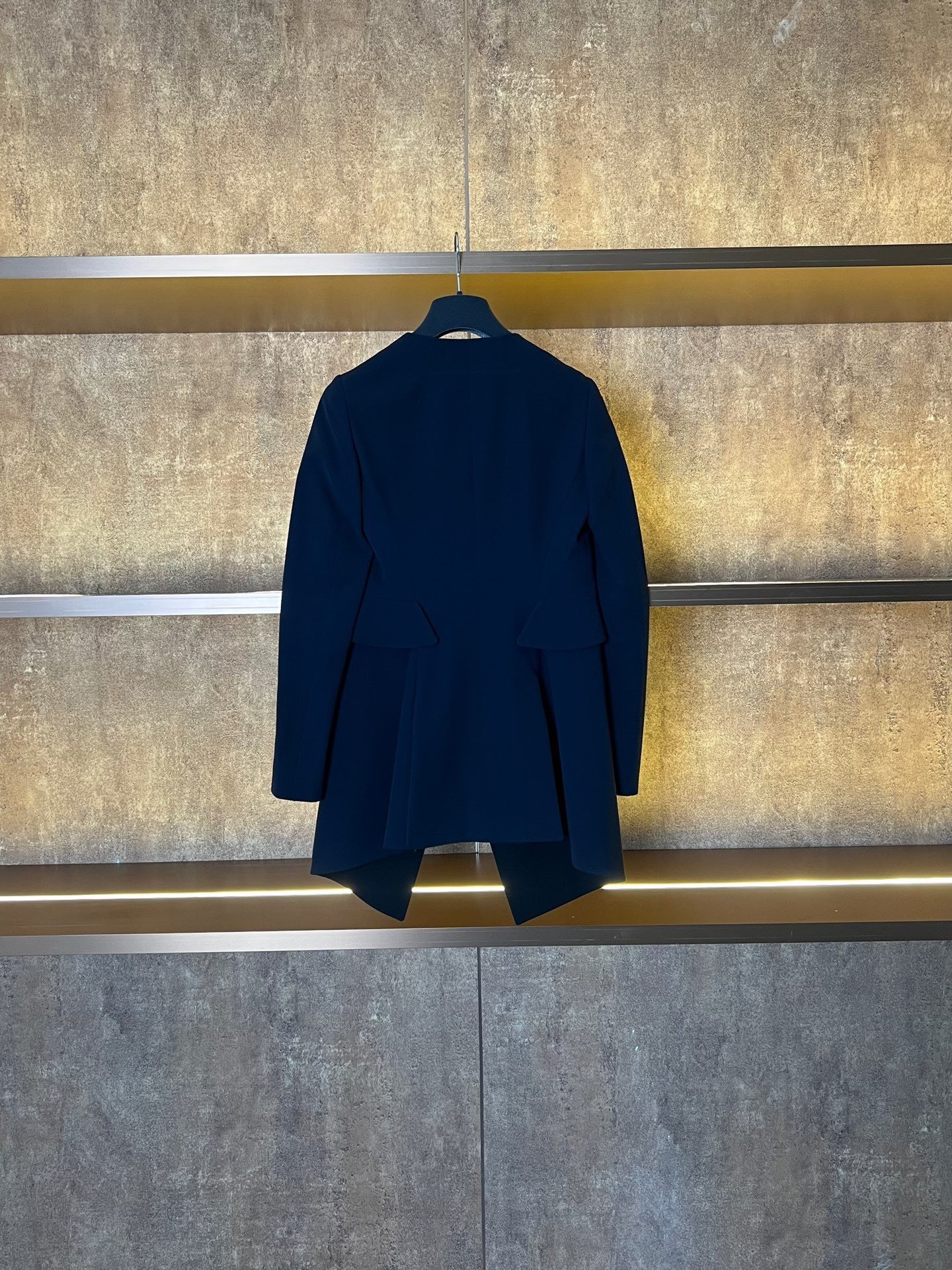 Dior Dark Blue Silk Waist-Cinched Blazer — front