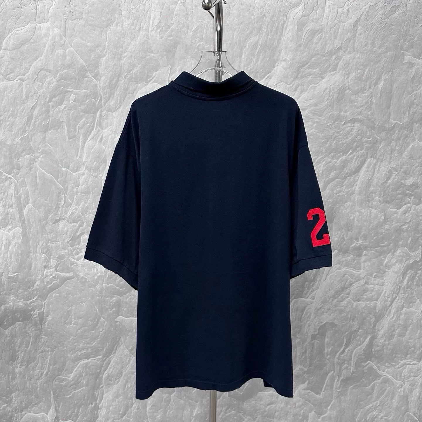 Balenciaga SS24 Warhorse Embroidery Distressed Polo Shirt — back