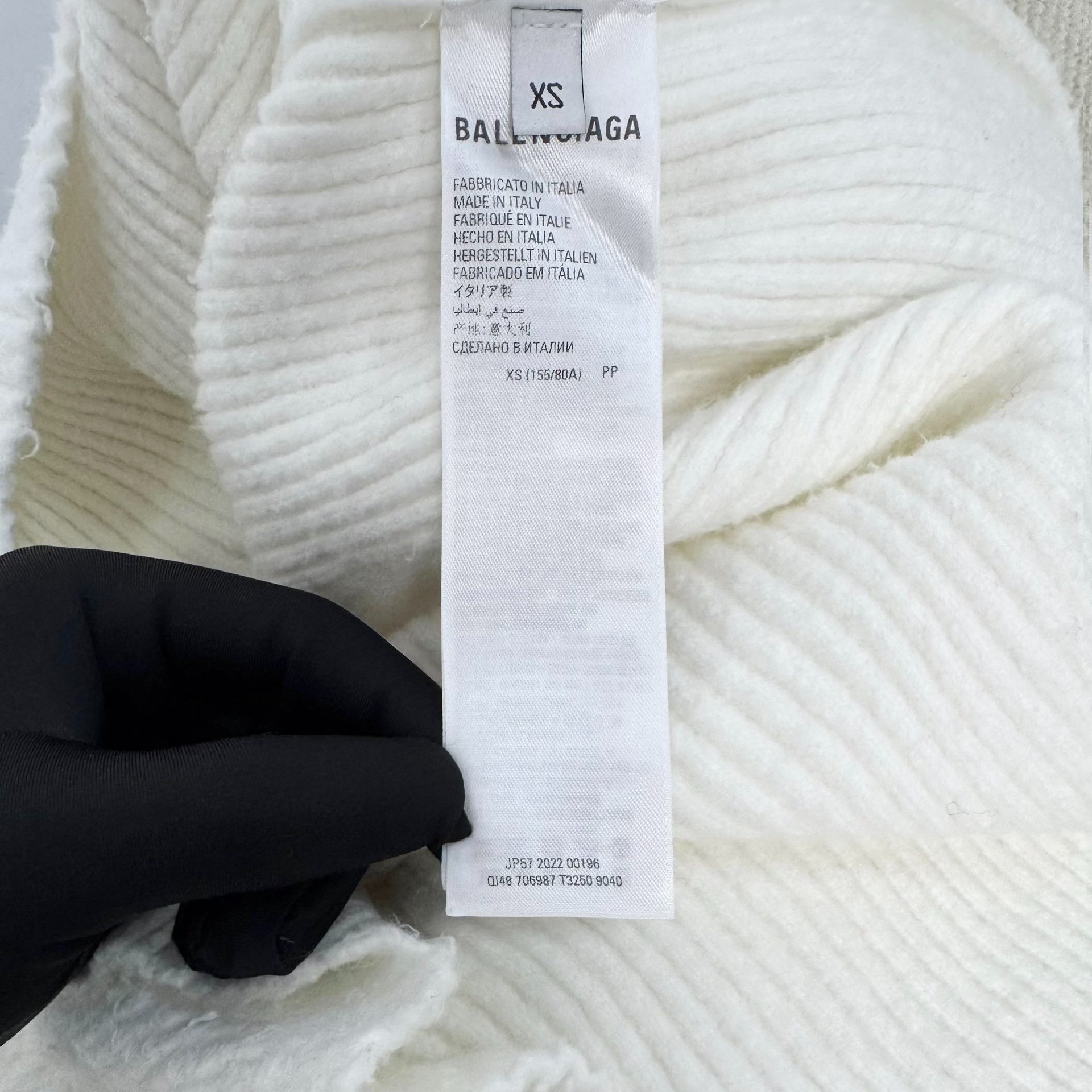 Balenciaga White BB Logo Teddy Sweater — back