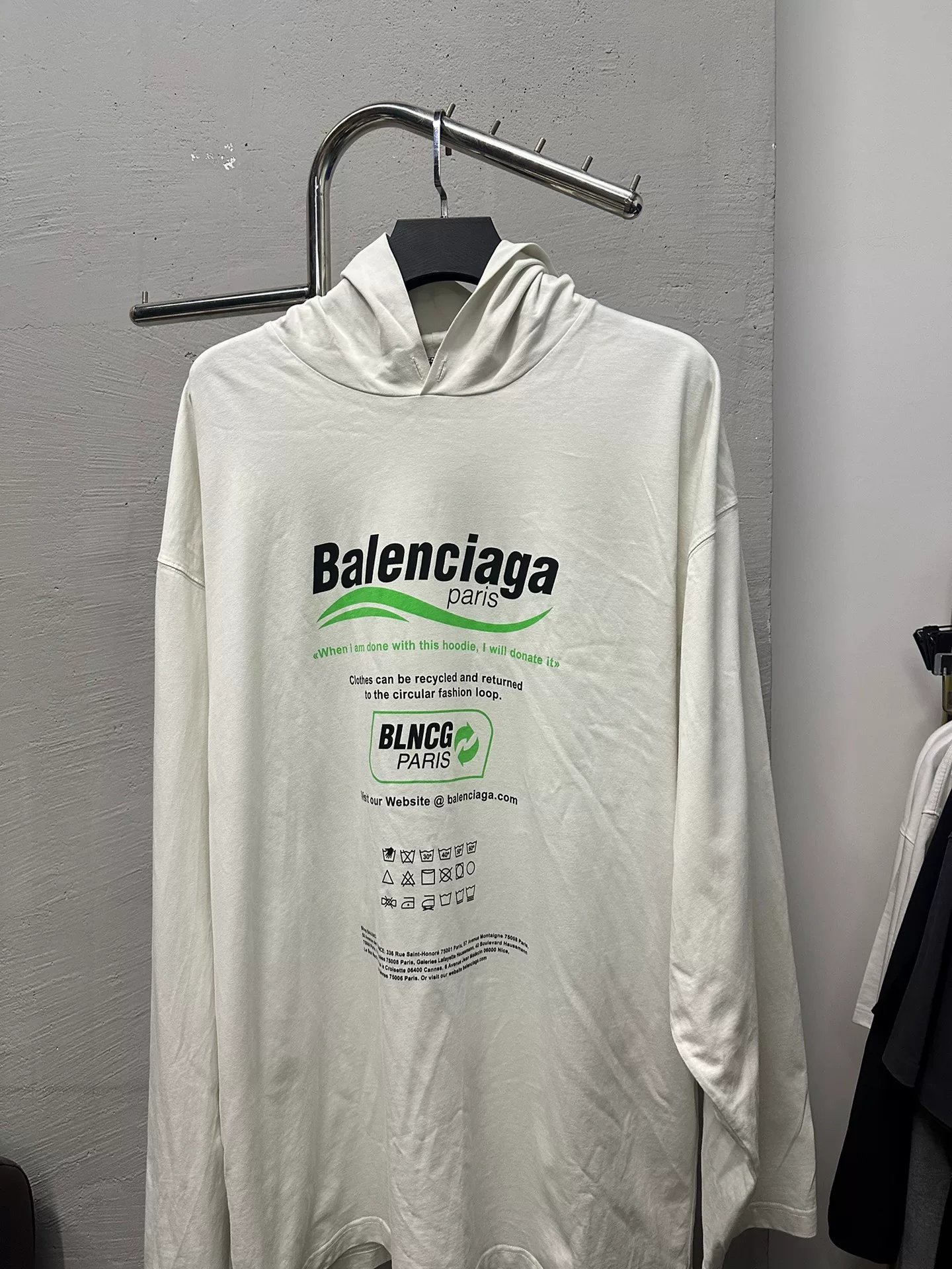 Balenciaga White Eco Hoodie M — front