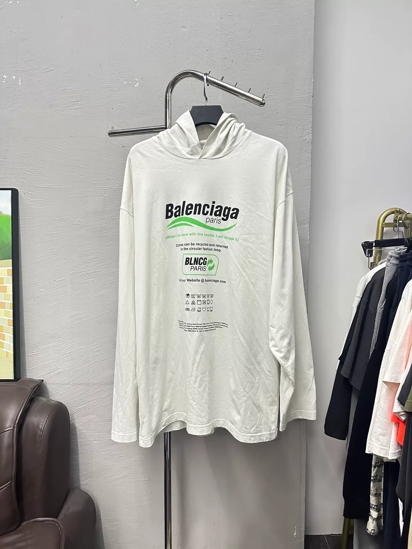 Balenciaga White Eco Hoodie M
