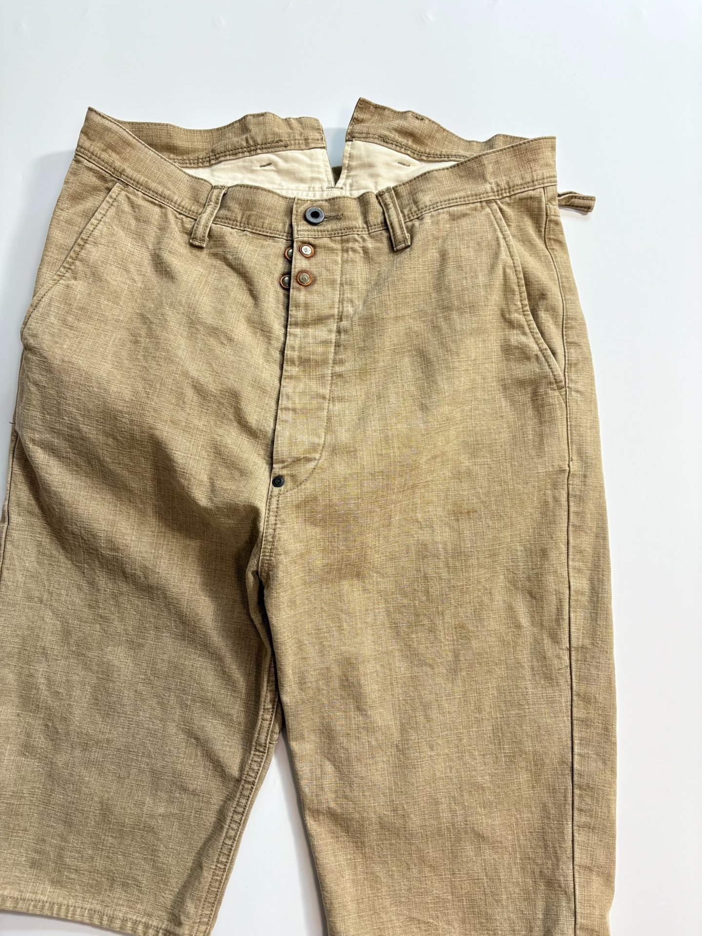 Kapital Beige Cropped Pants — front