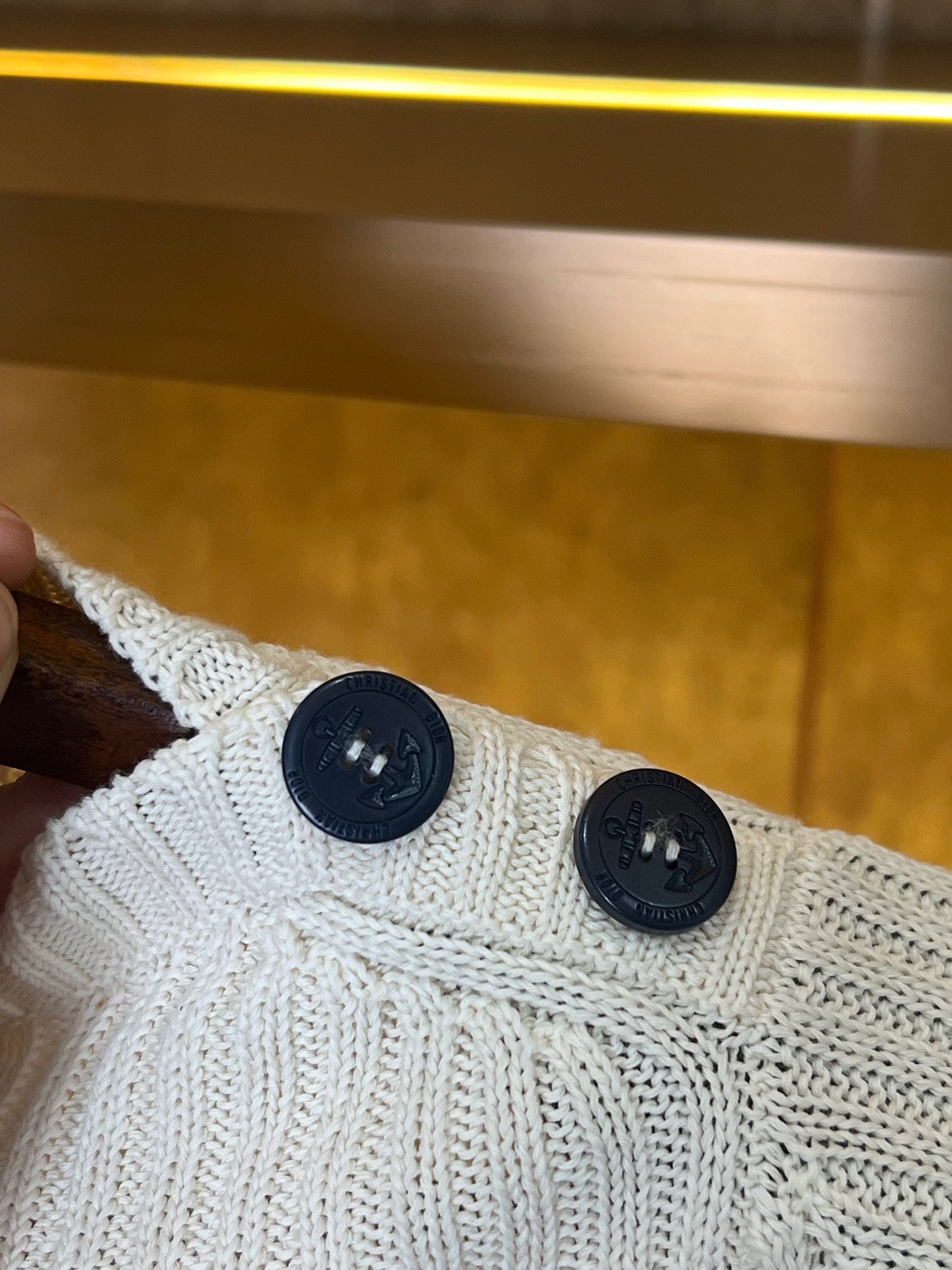 Dior Orange White Stripe Knit Top — detail