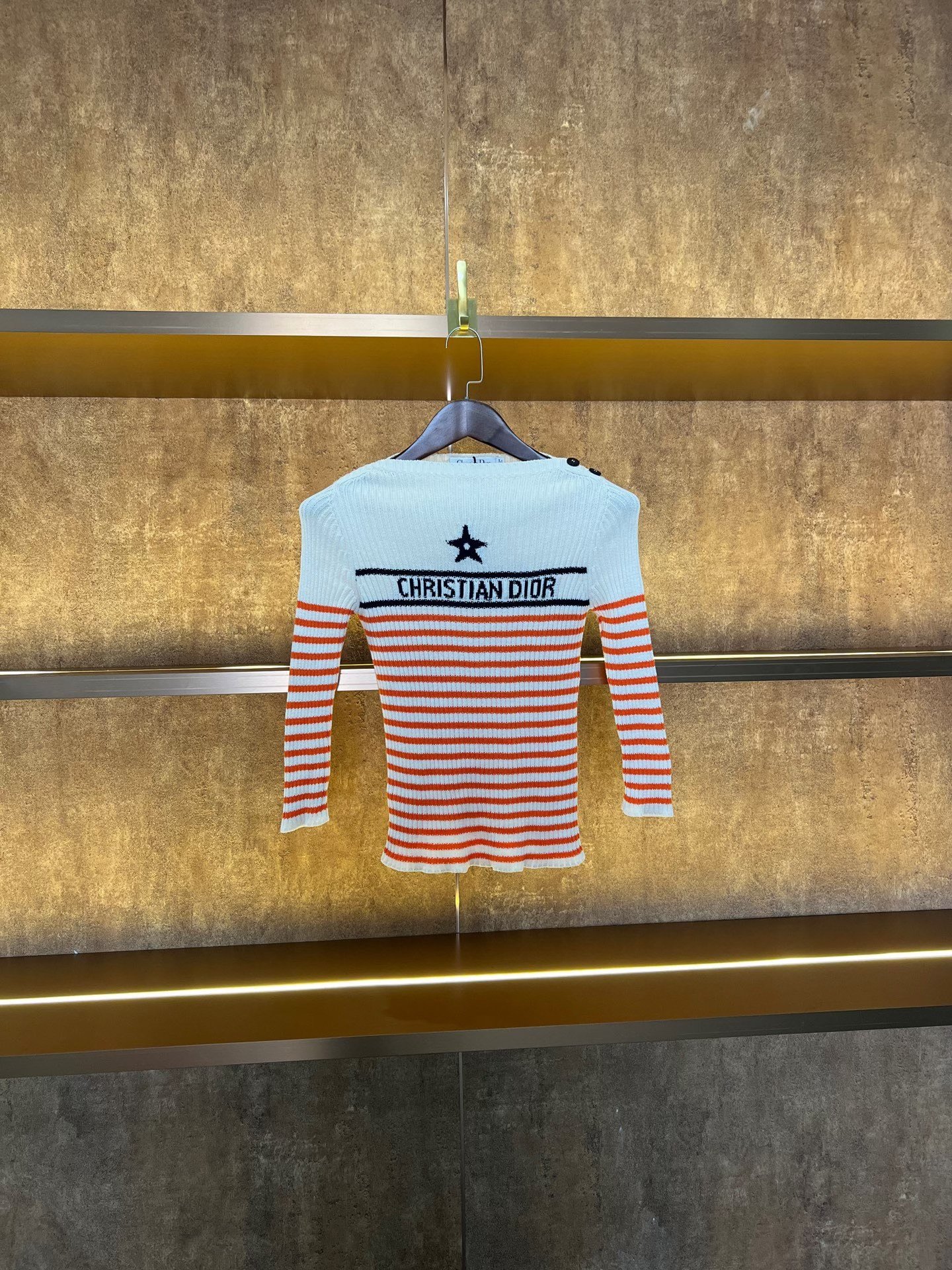 Dior Orange White Stripe Knit Top