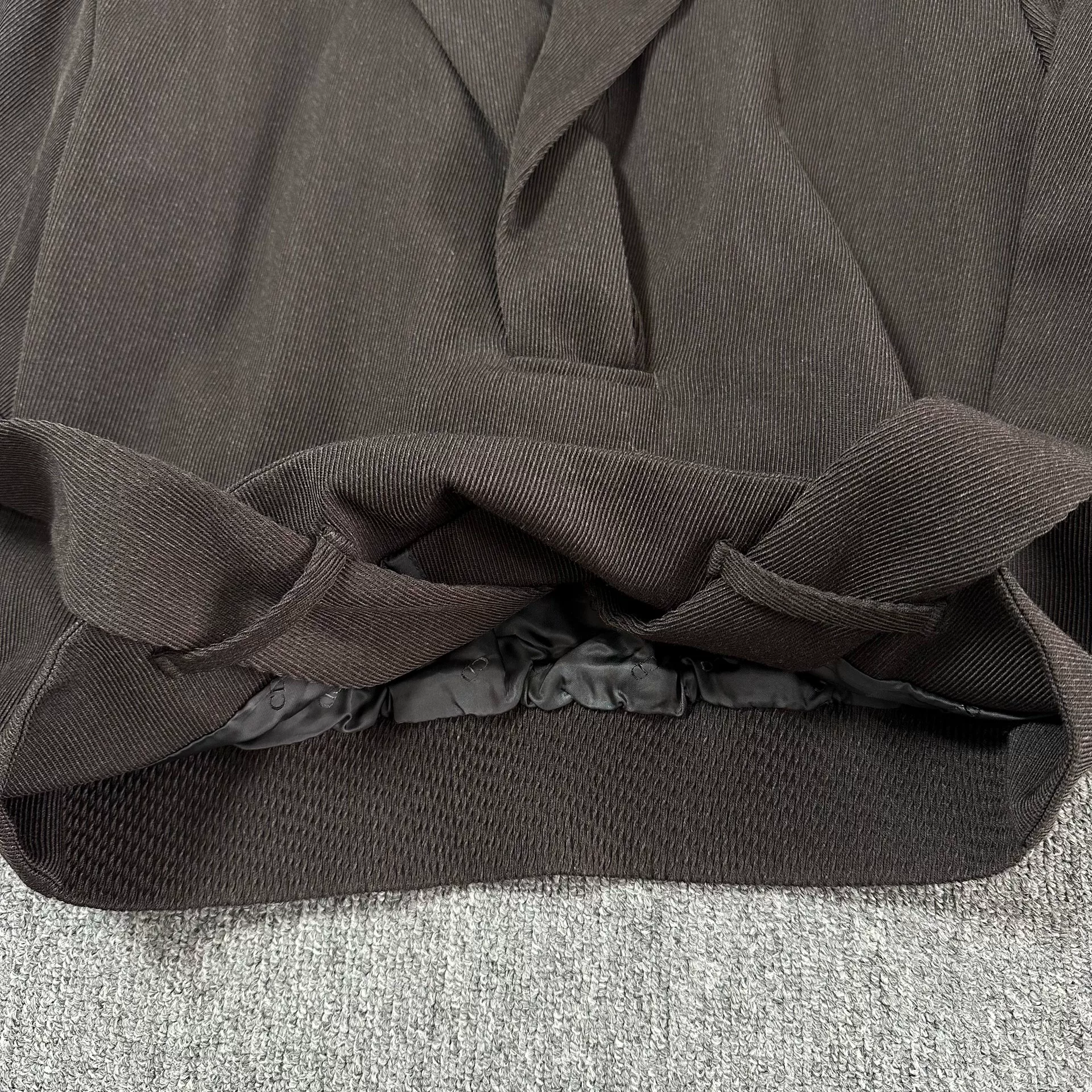 Dior Brown Sash Wool Suit Jacket — detail