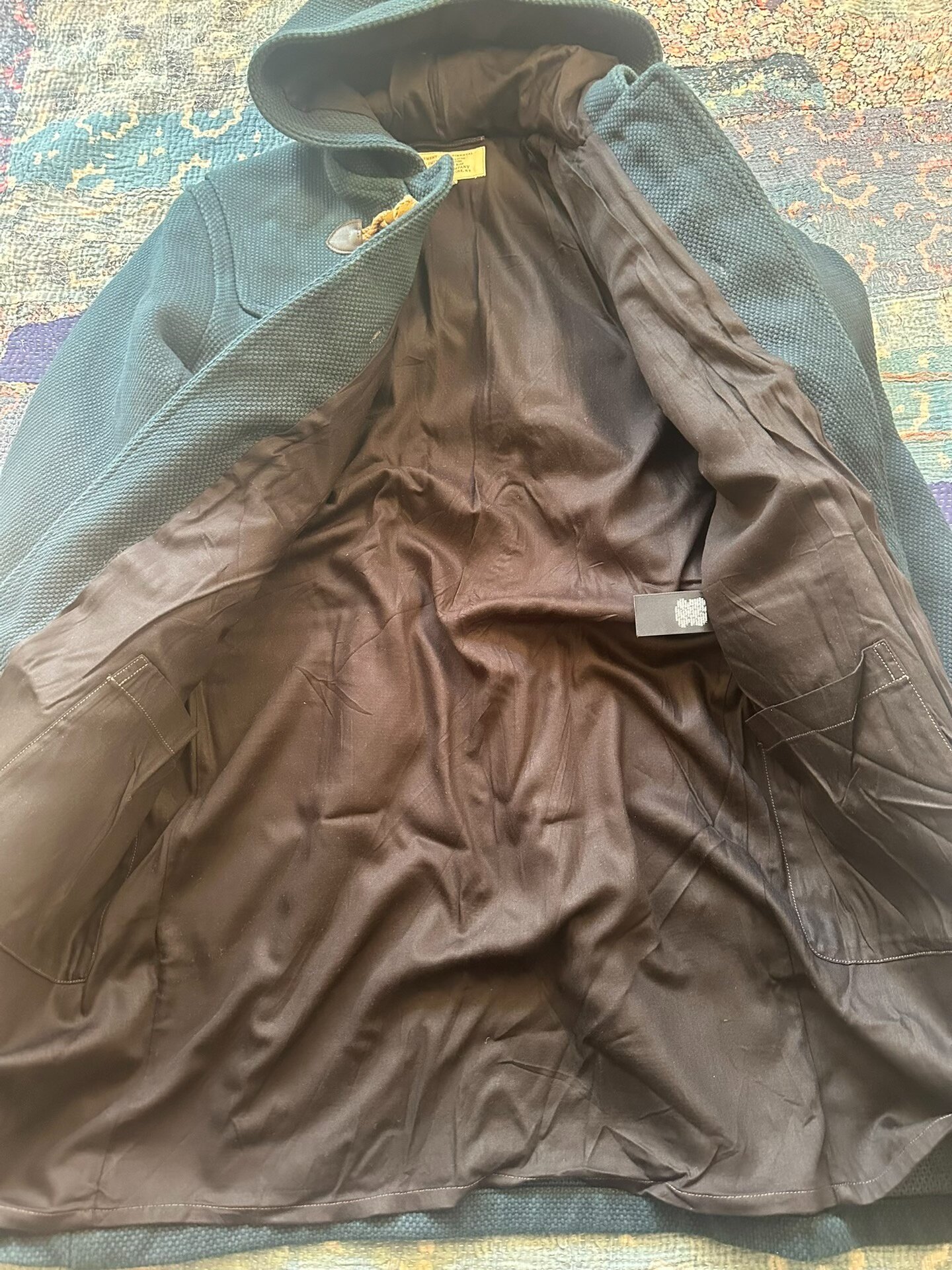 RRL Dark Green Hooded Duffle Coat — back