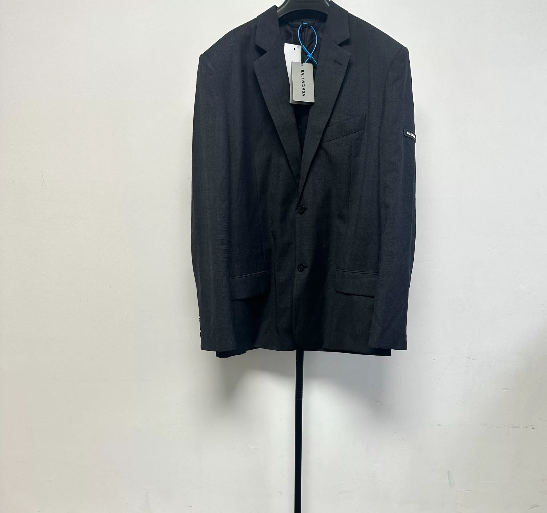 Balenciaga Red Back Print Double-Breasted Blazer — front