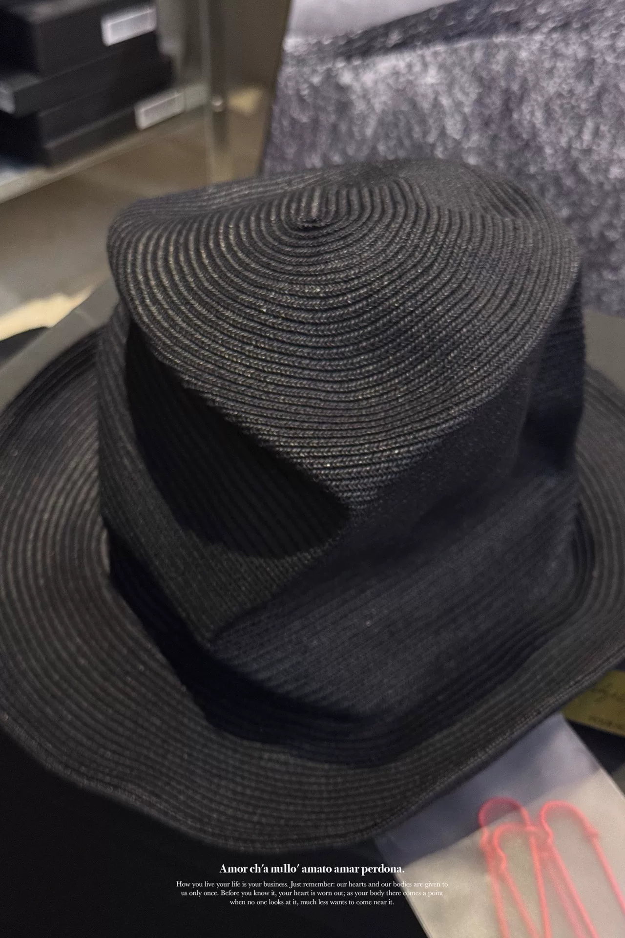 Yohji Yamamoto 24SS Asymmetrical Hat — label