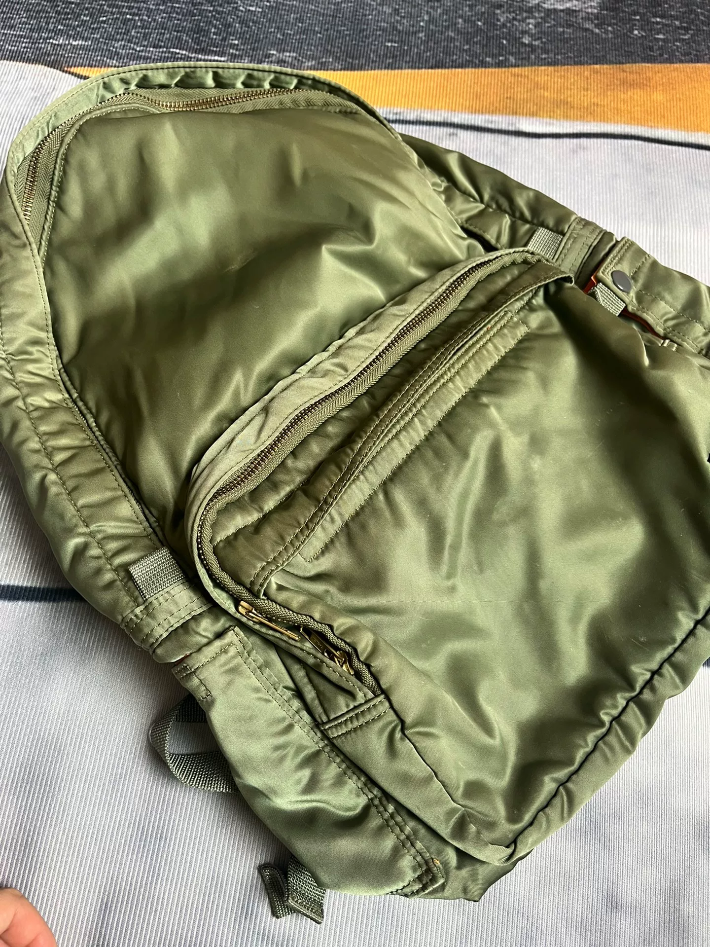 Porter Tanker Olive Green Backpack — label