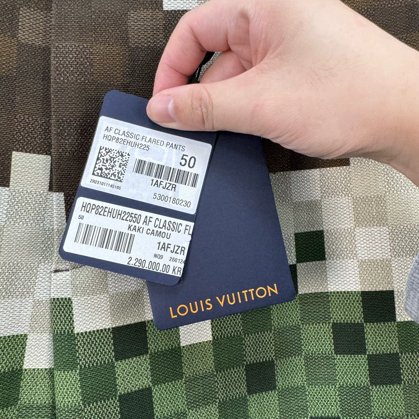 Louis Vuitton Pharrell Camo Damier Jeans — label