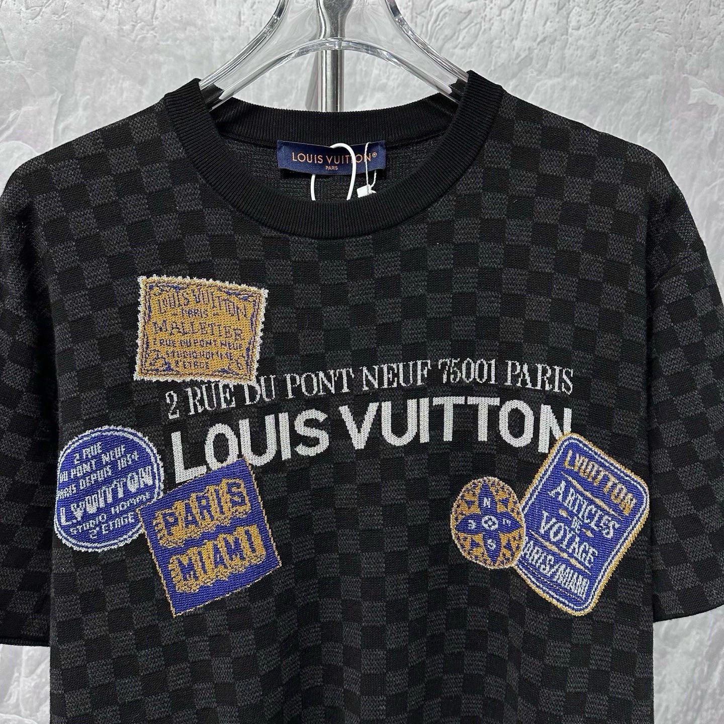 Louis Vuitton Damier Monogram Knit Short-Sleeve XL — front