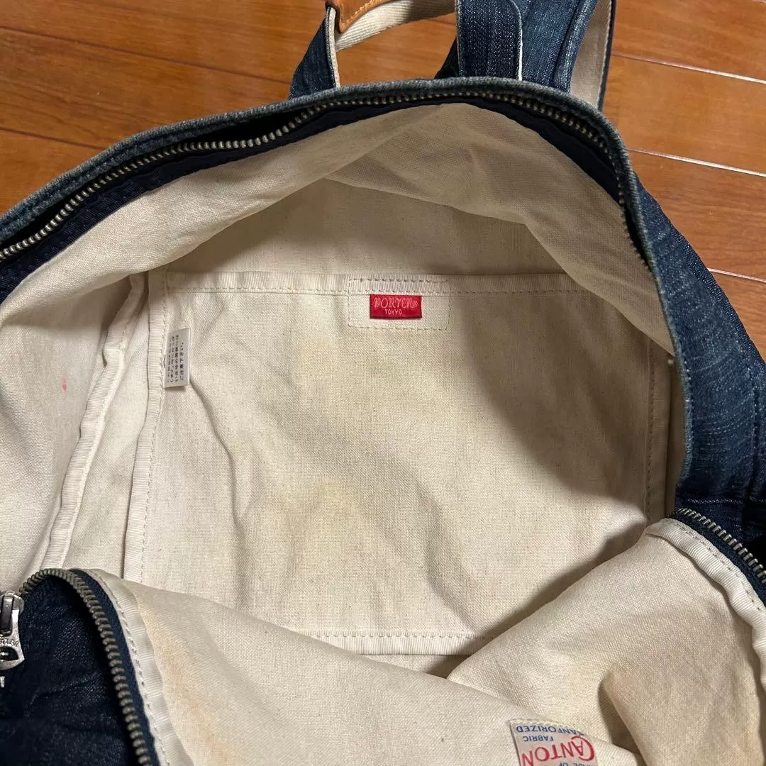 Porter Dark Blue Denim Backpack 16L — label