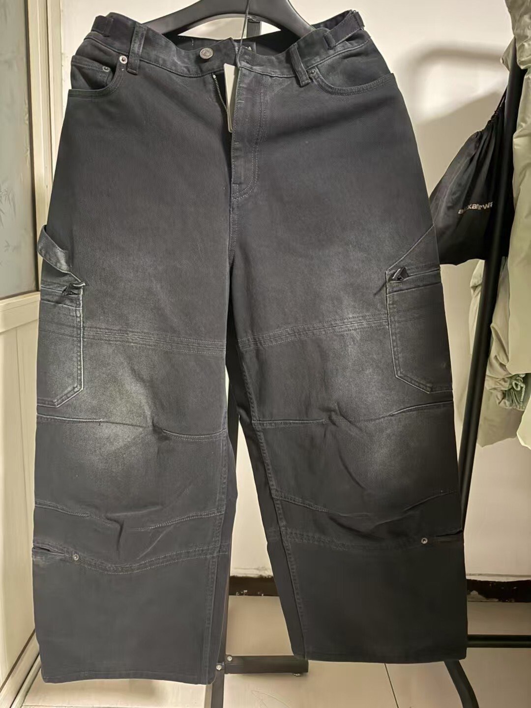 Balenciaga Washed Cargo Distressed Wide-Leg Jeans