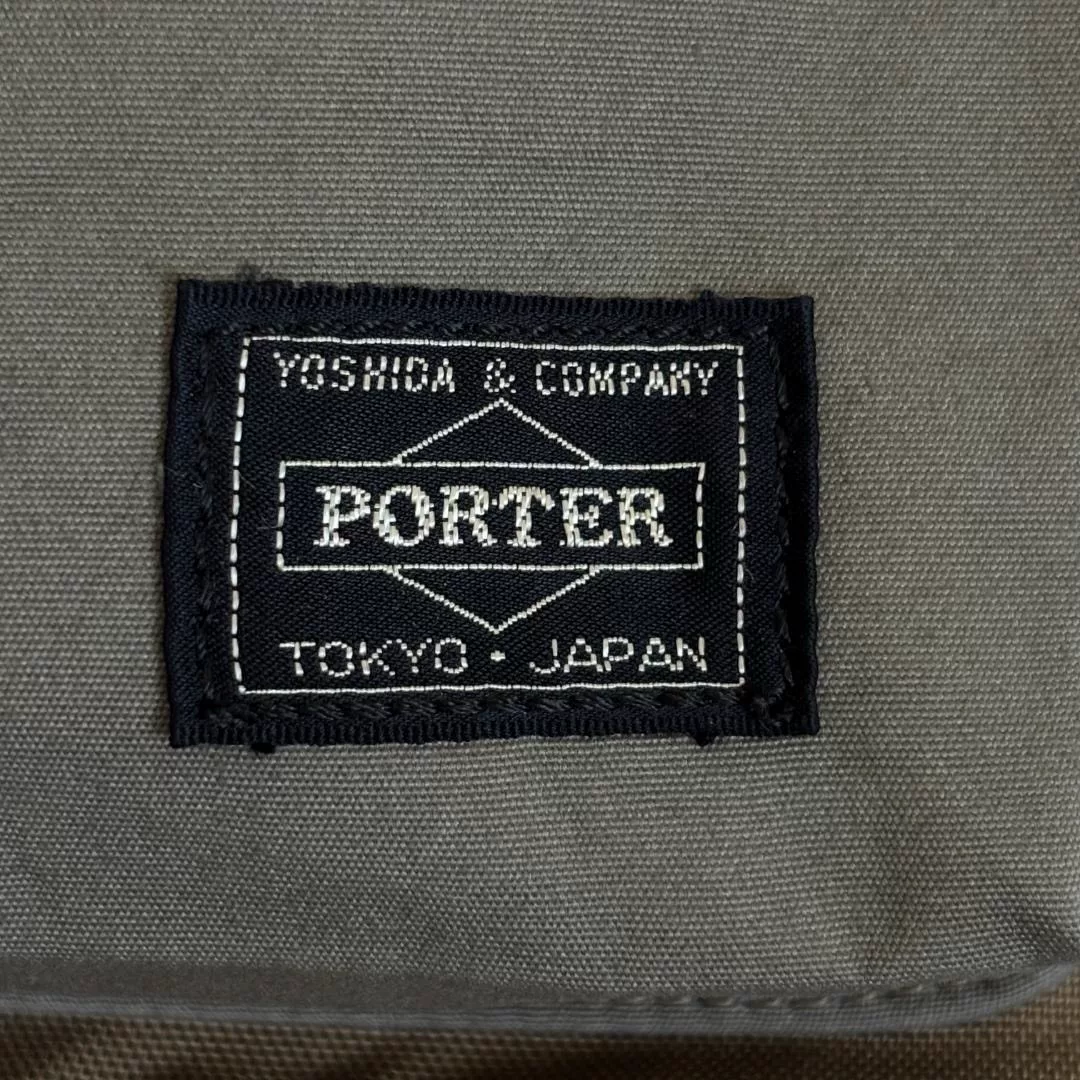 PORTER BRIDGE Khaki Canvas Backpack — back