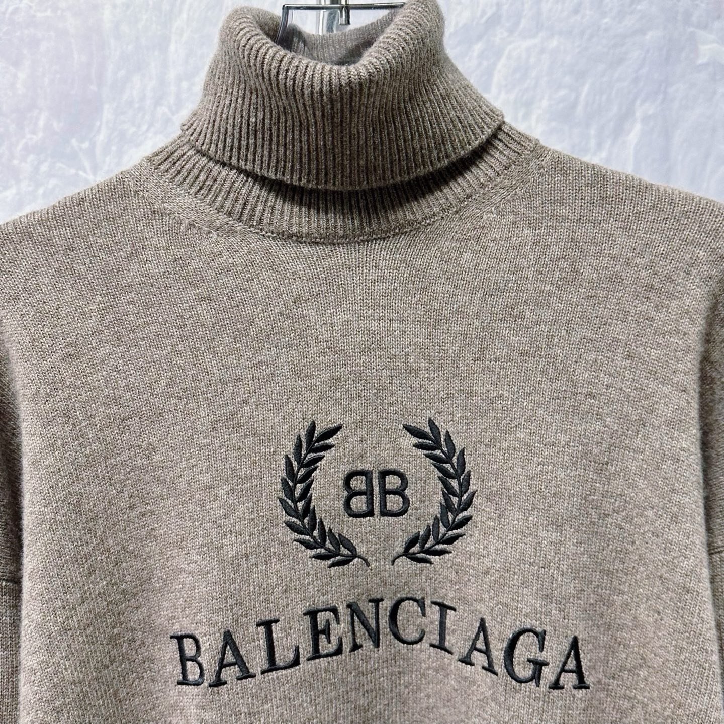Balenciaga 2B Embroidery Turtleneck Wool Sweater — front
