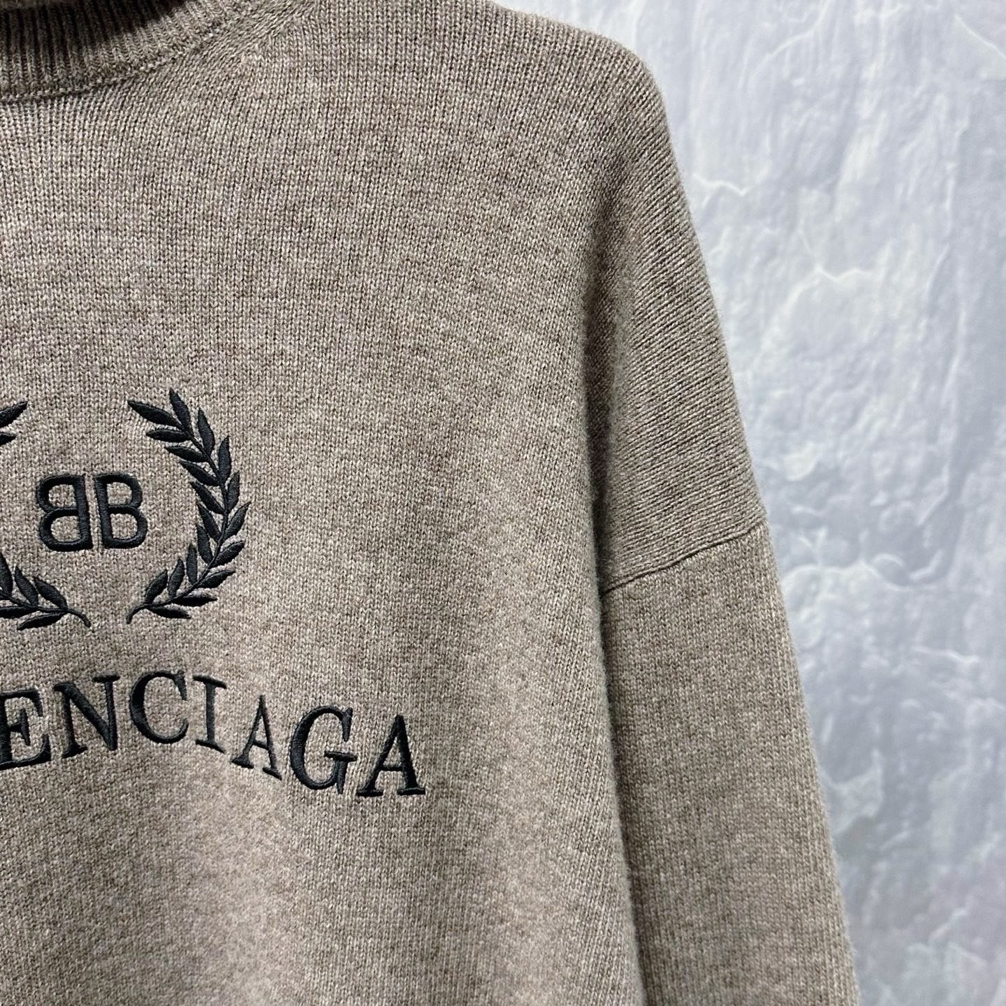 Balenciaga 2B Embroidery Turtleneck Wool Sweater — detail